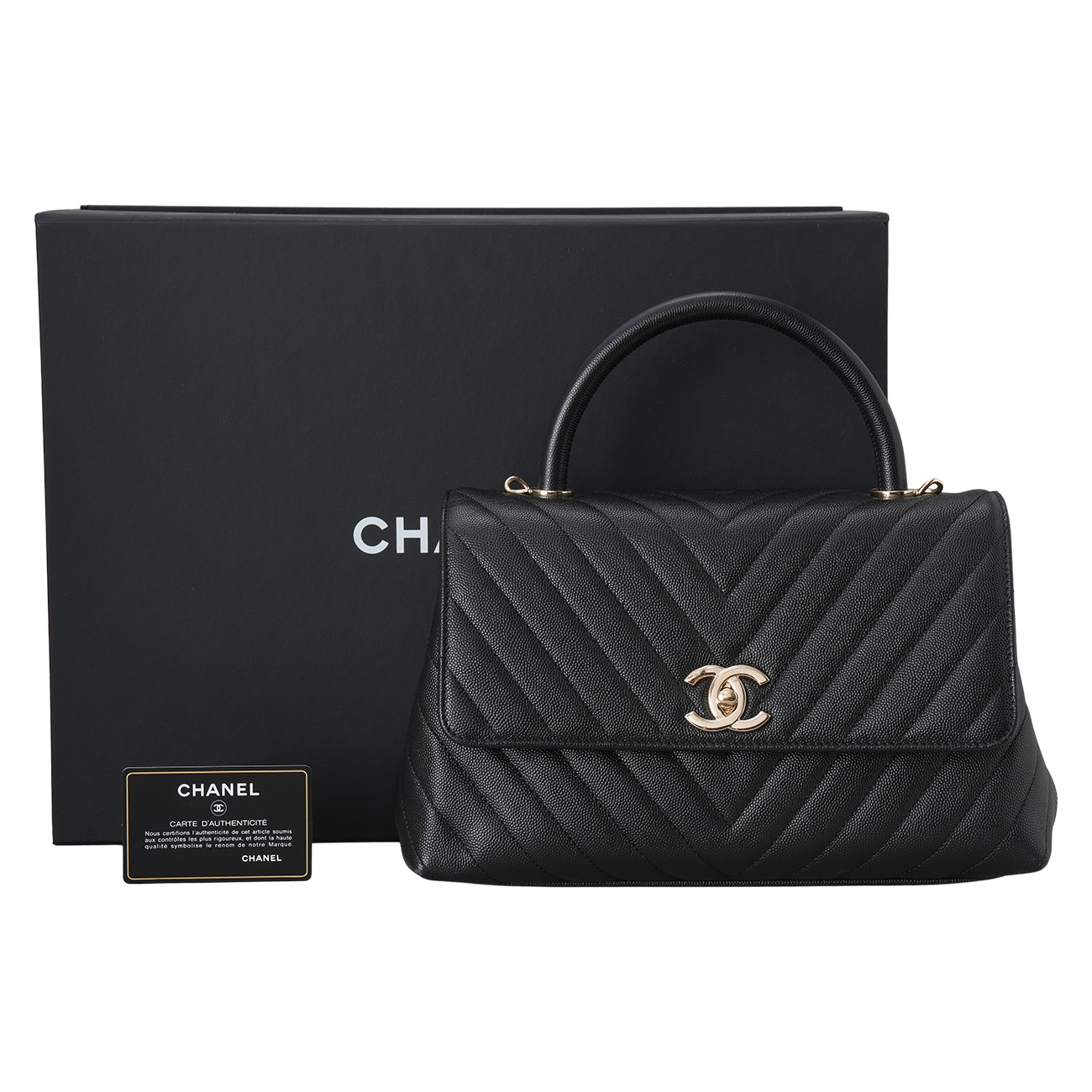 CHANEL(USED)샤넬 A92991 캐비어 쉐브론 코코핸들 28