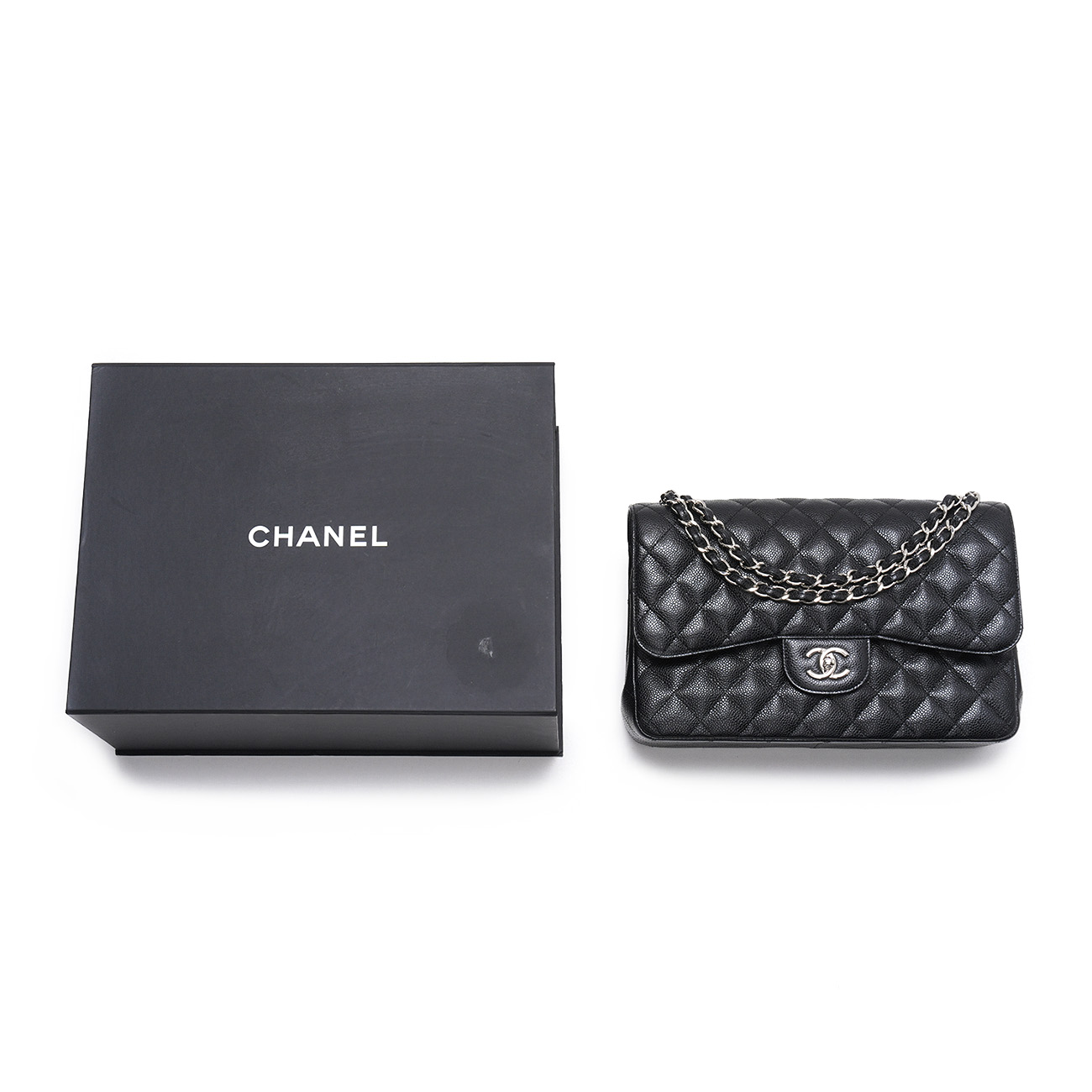 CHANEL(USED)샤넬 캐비어 클래식 라지 플랩백 블랙은장