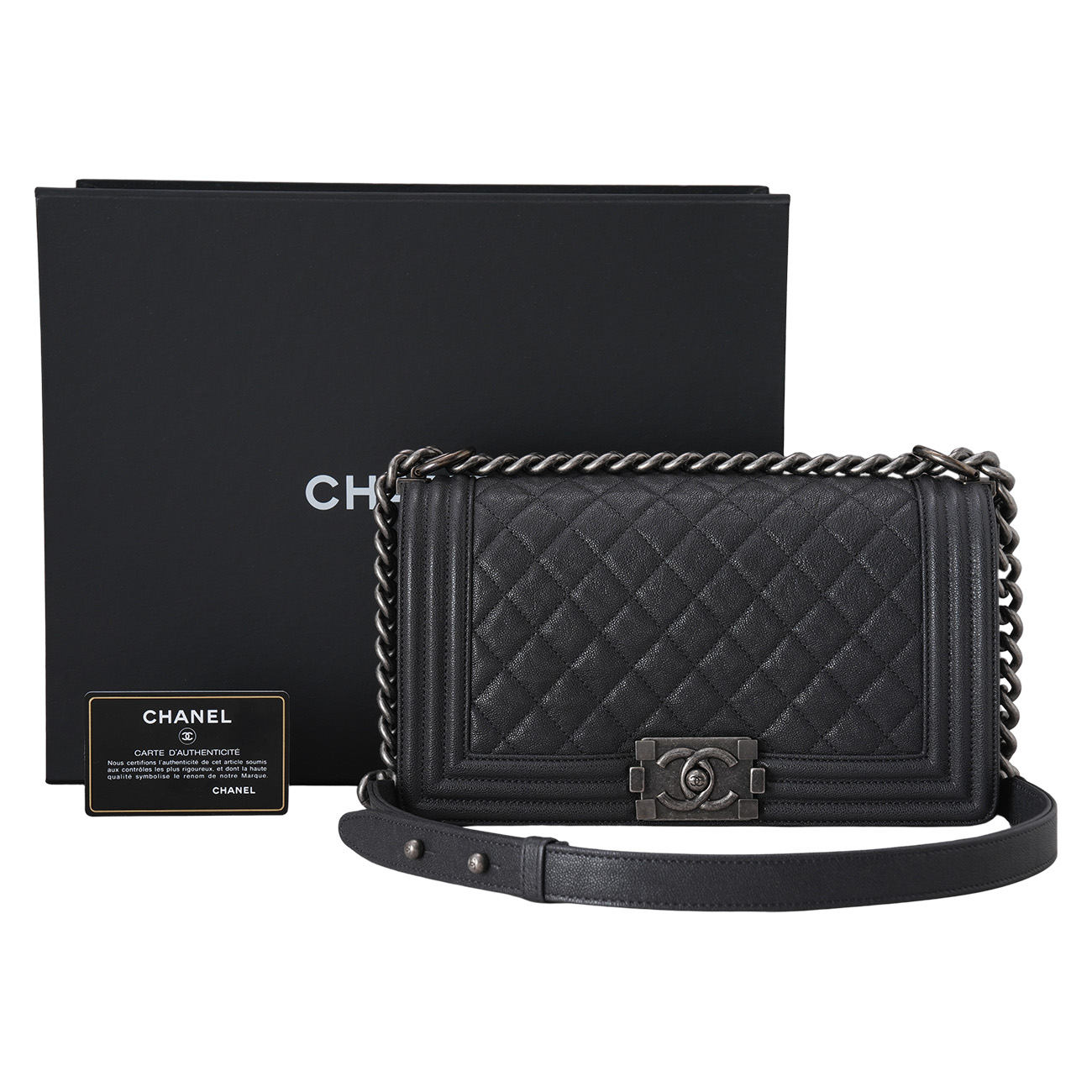 CHANEL(USED)샤넬 캐비어 보이백 미듐