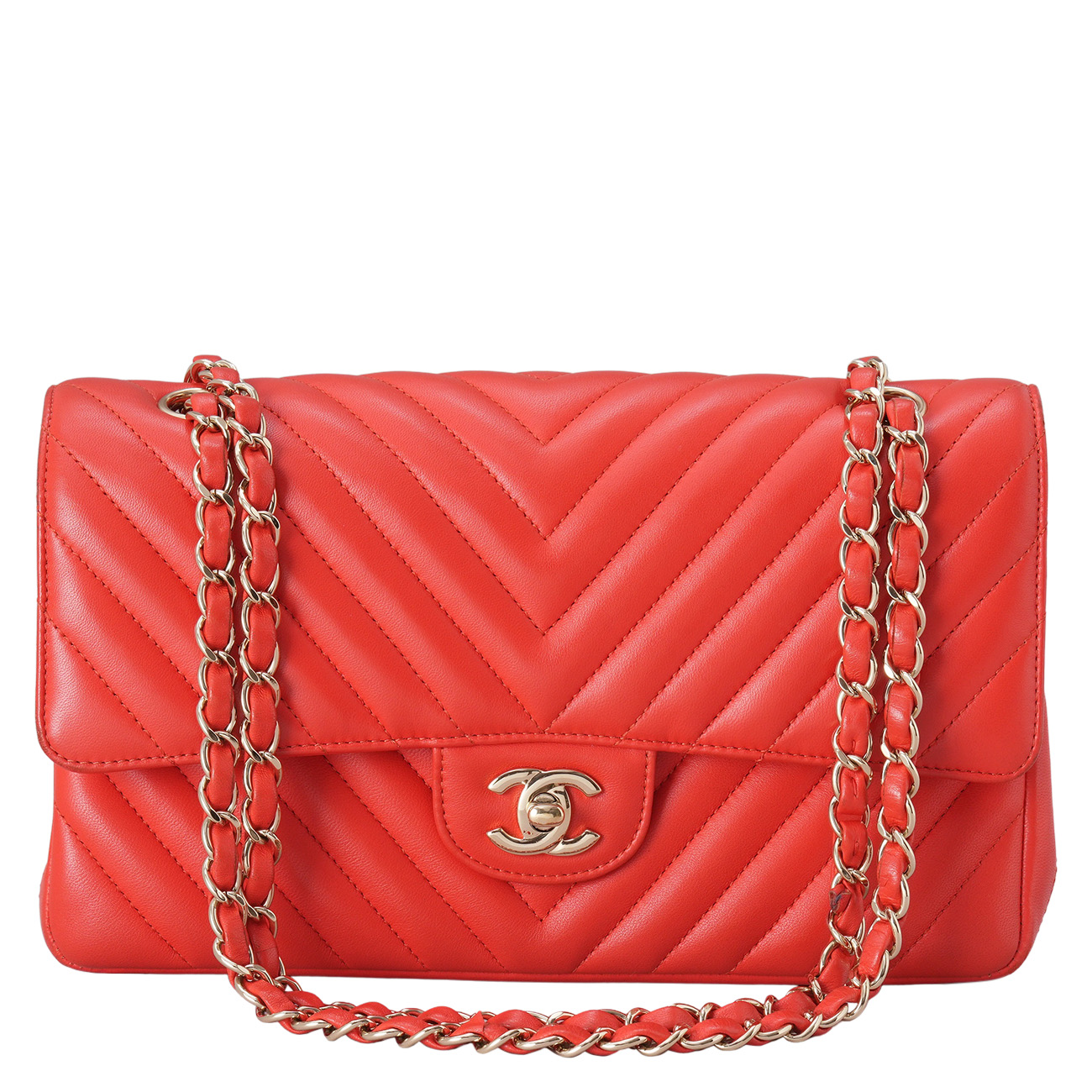 CHANEL(USED)샤넬 램스킨 쉐브론 클래식 미듐 플랩백