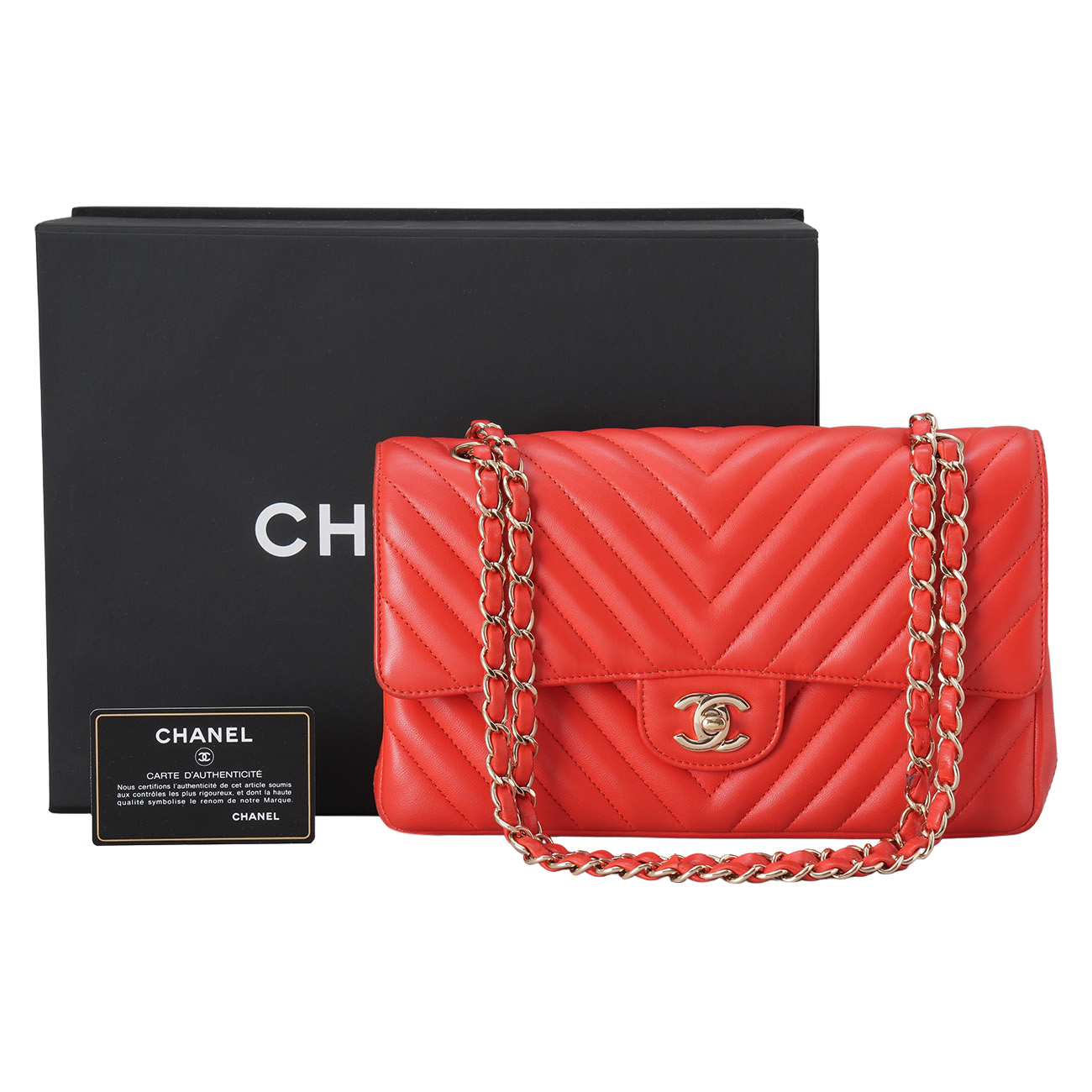 CHANEL(USED)샤넬 램스킨 쉐브론 클래식 미듐 플랩백
