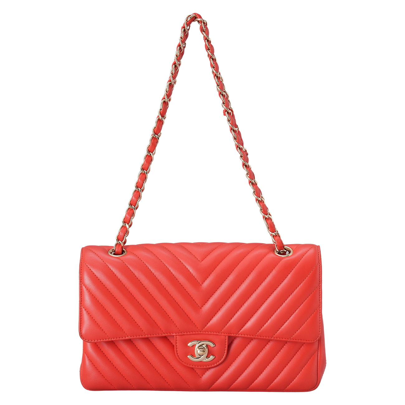 CHANEL(USED)샤넬 램스킨 쉐브론 클래식 미듐 플랩백