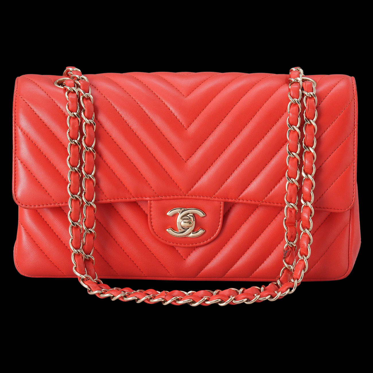 CHANEL(USED)샤넬 램스킨 쉐브론 클래식 미듐 플랩백