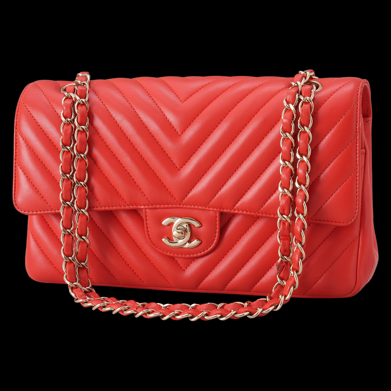 CHANEL(USED)샤넬 램스킨 쉐브론 클래식 미듐 플랩백