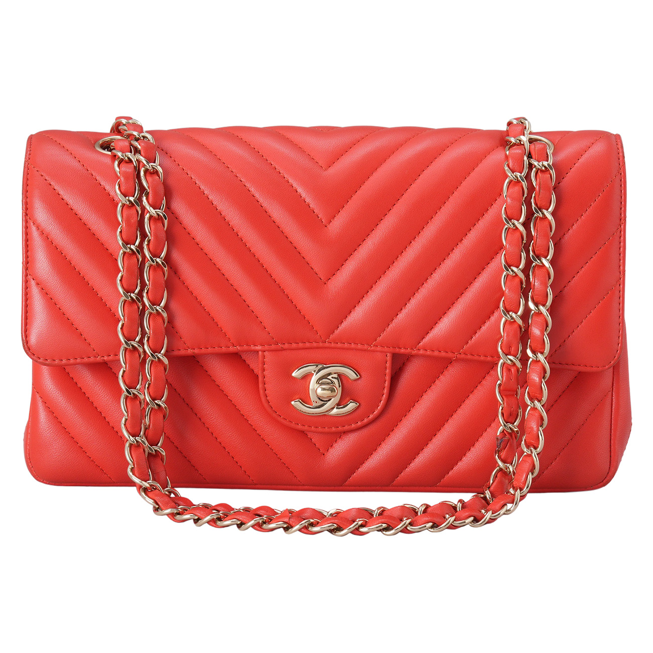 CHANEL(USED)샤넬 램스킨 쉐브론 클래식 미듐 플랩백