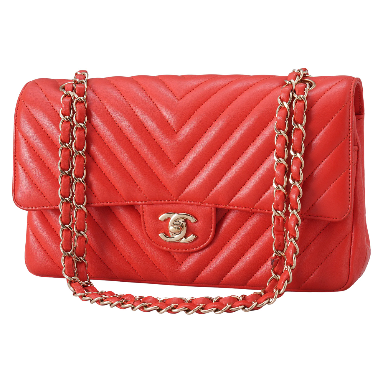 CHANEL(USED)샤넬 램스킨 쉐브론 클래식 미듐 플랩백