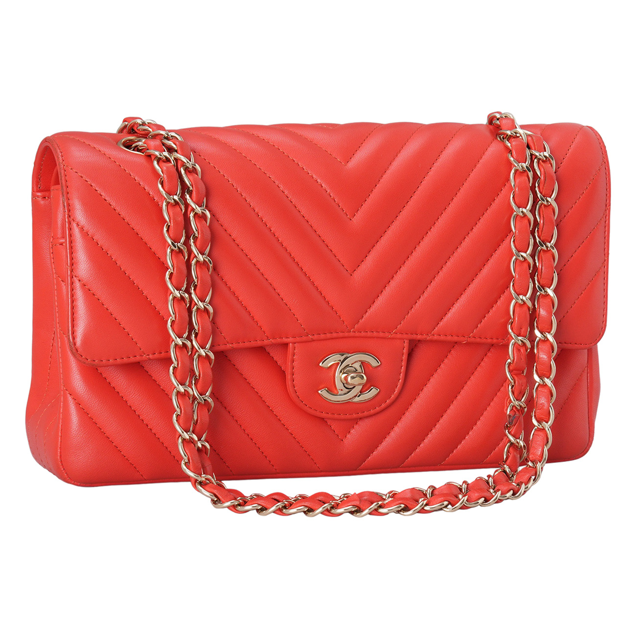 CHANEL(USED)샤넬 램스킨 쉐브론 클래식 미듐 플랩백