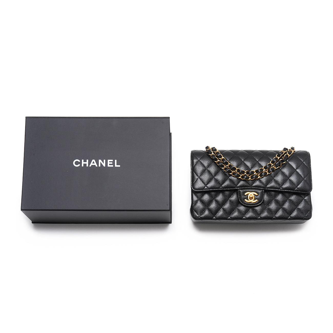 CHANEL(USED)샤넬 캐비어 클래식 미듐 플랩백 금장