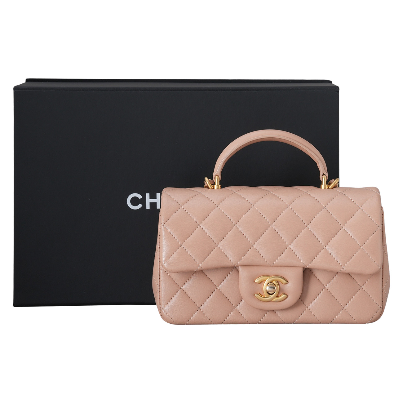 CHANEL(USED)샤넬 AS2431 램스킨 뉴미니 탑핸들 크로스백