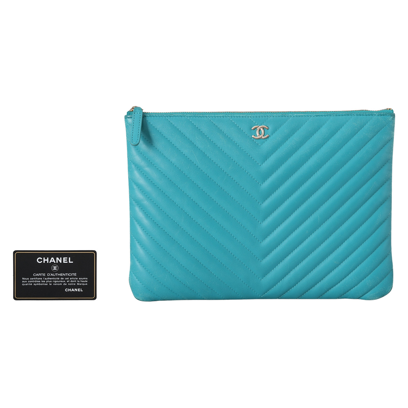 CHANEL(USED)샤넬 램스킨 쉐브론 클래식 클러치 뉴미듐