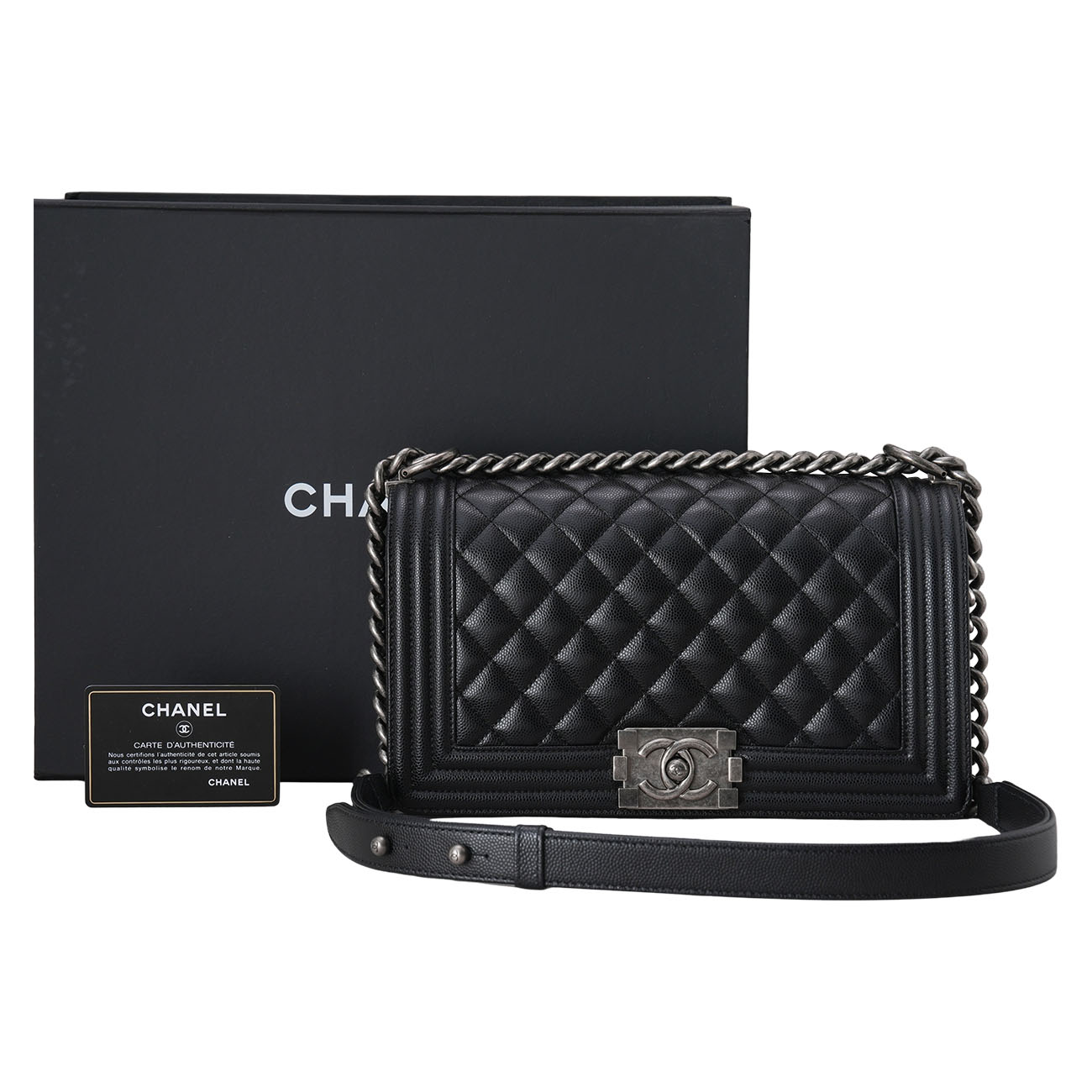 CHANEL(USED)샤넬 캐비어 보이백 미듐