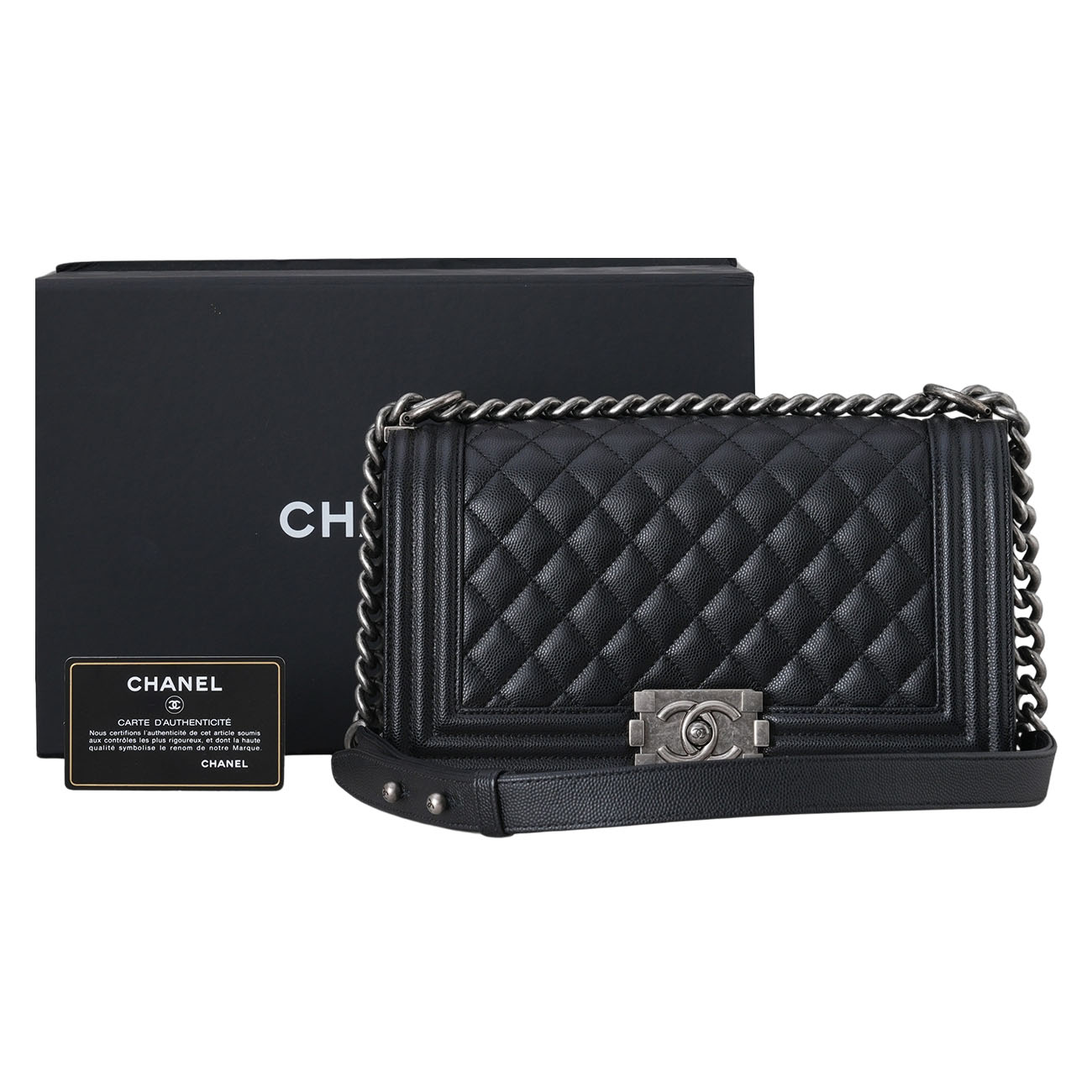 CHANEL(USED)샤넬 캐비어 보이샤넬 미듐