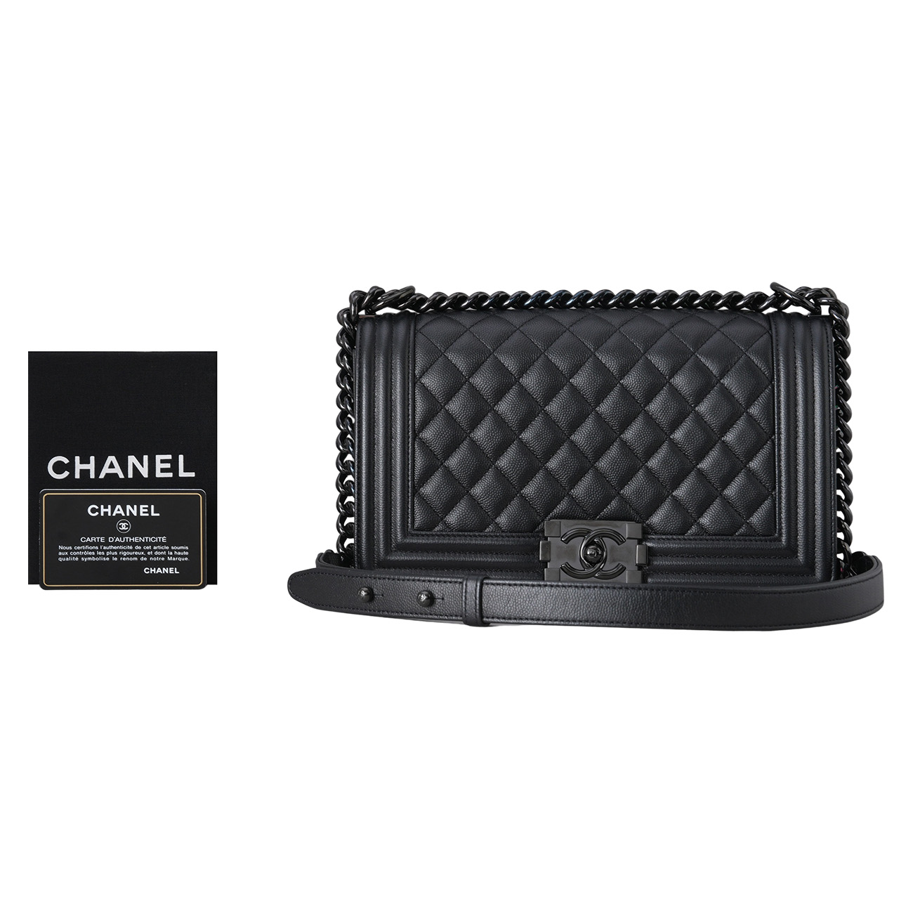 CHANEL(USED)샤넬 캐비어 보이백 미듐
