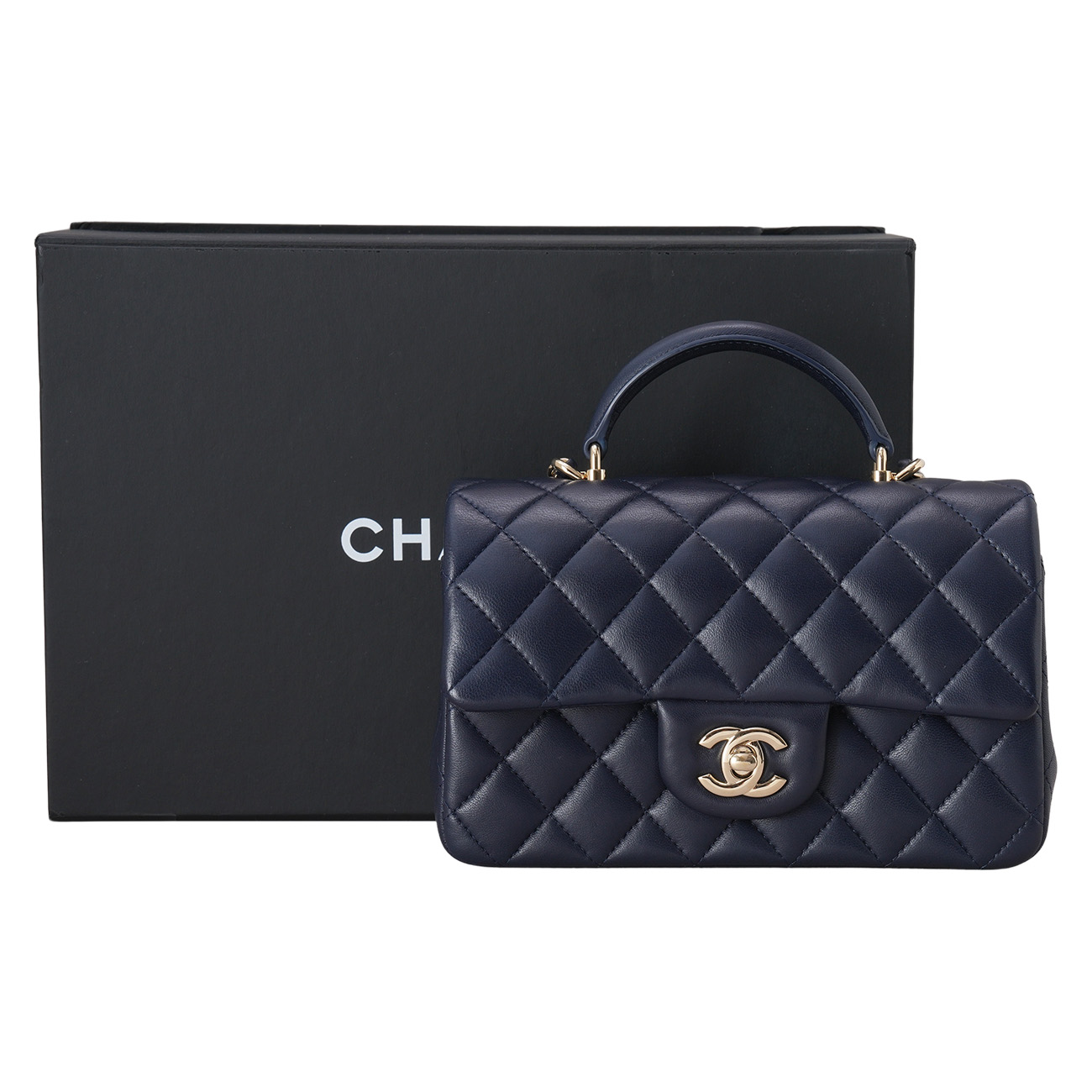 CHANEL(USED)샤넬 램스킨 뉴미니 탑핸들