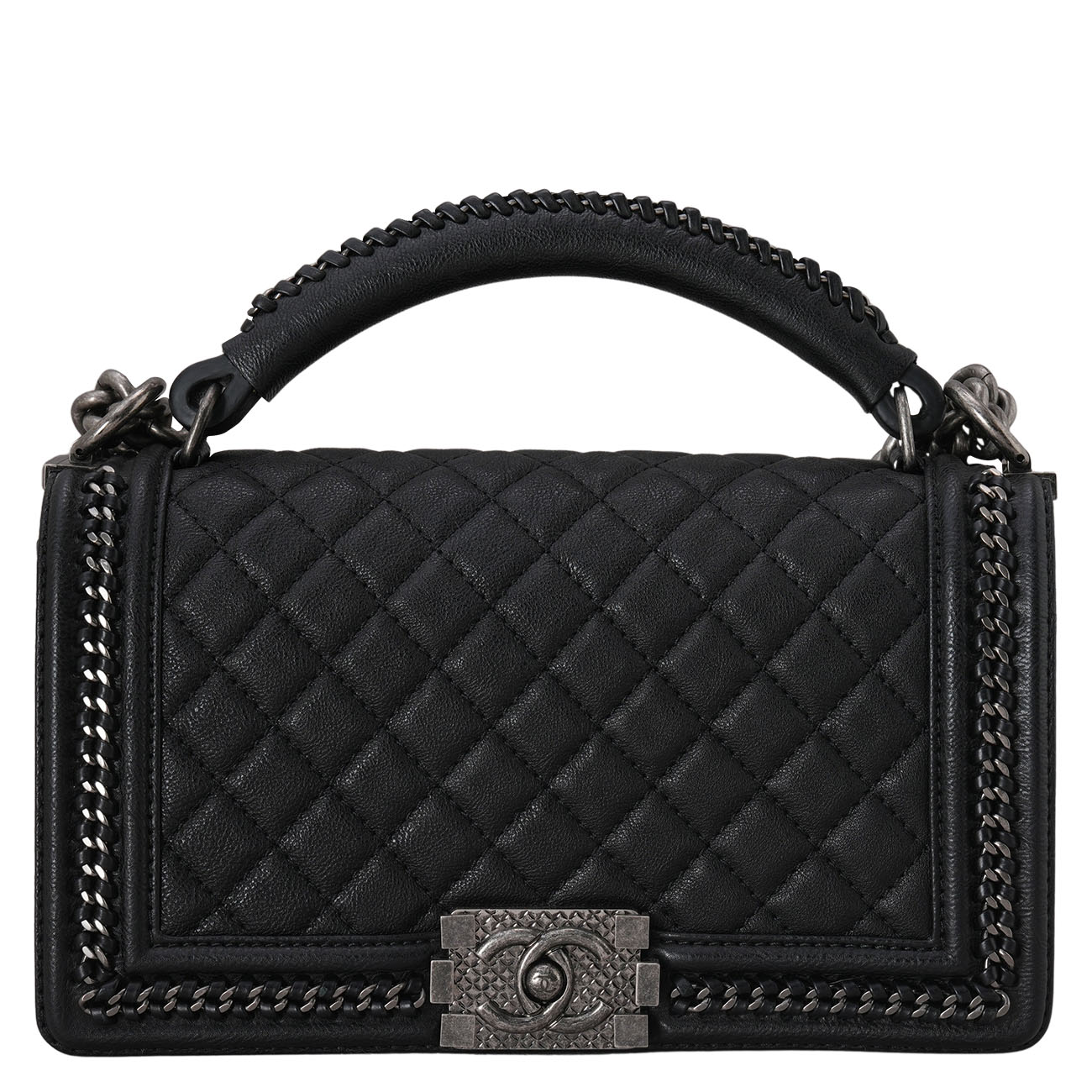 CHANEL(USED)샤넬 탑핸들 보이백 미듐