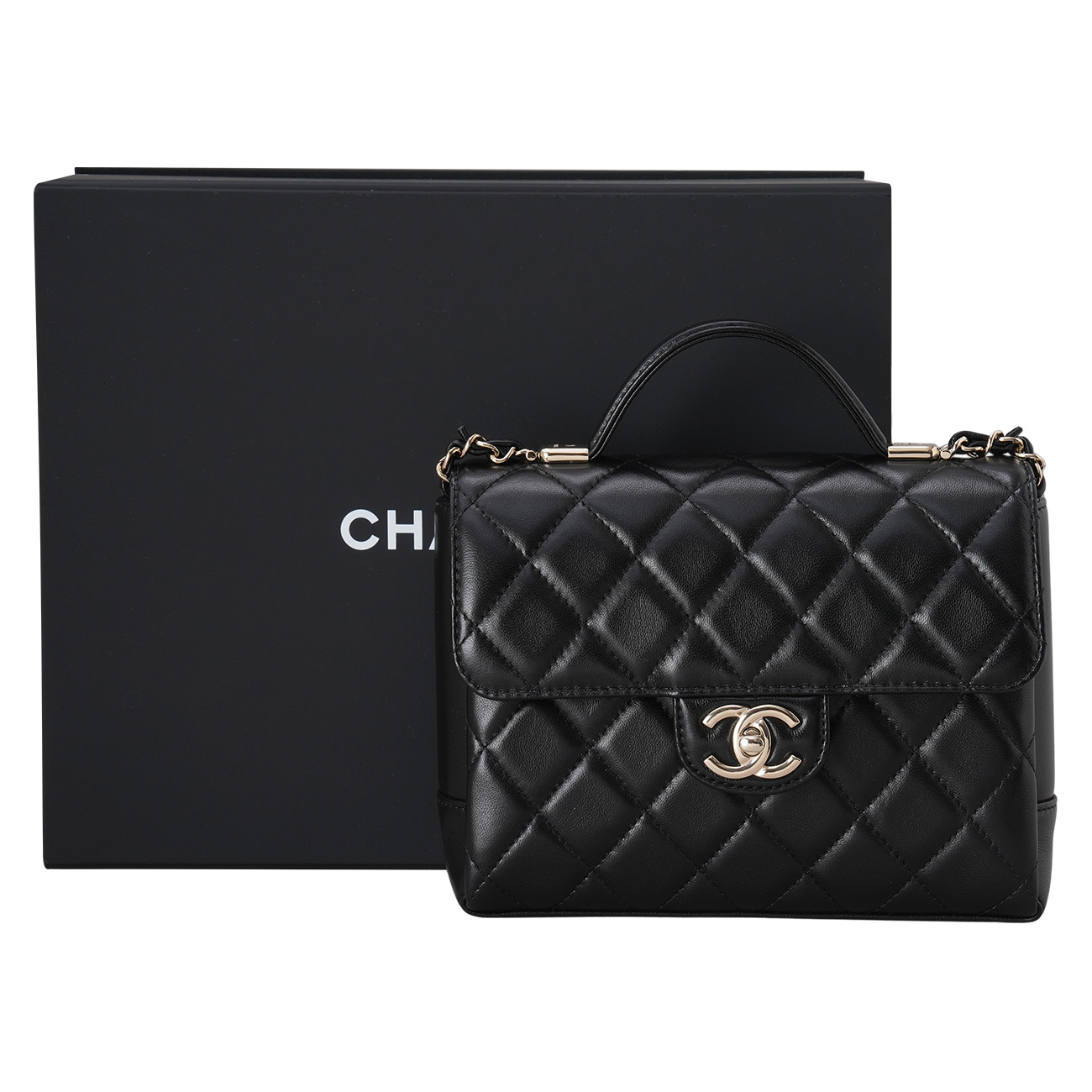 CHANEL(USED)샤넬 AS5112 시즌 램스킨 탑핸들 체인 숄더백 블랙