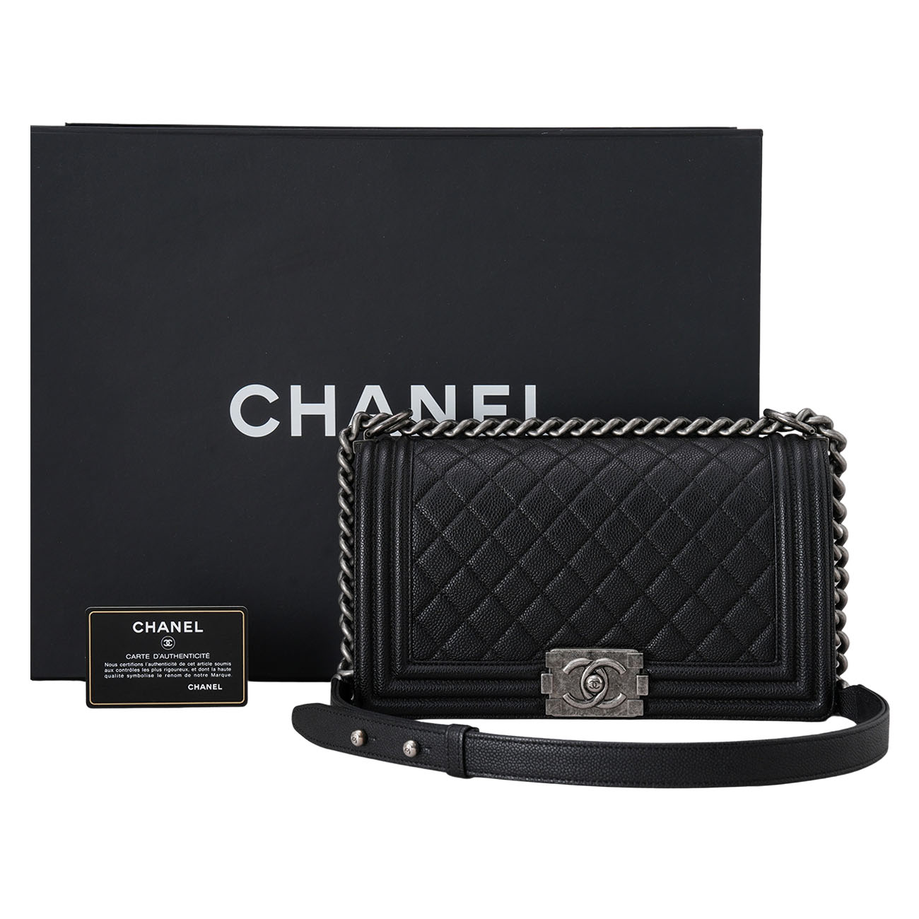 CHANEL(USED)샤넬 캐비어 보이백 미듐