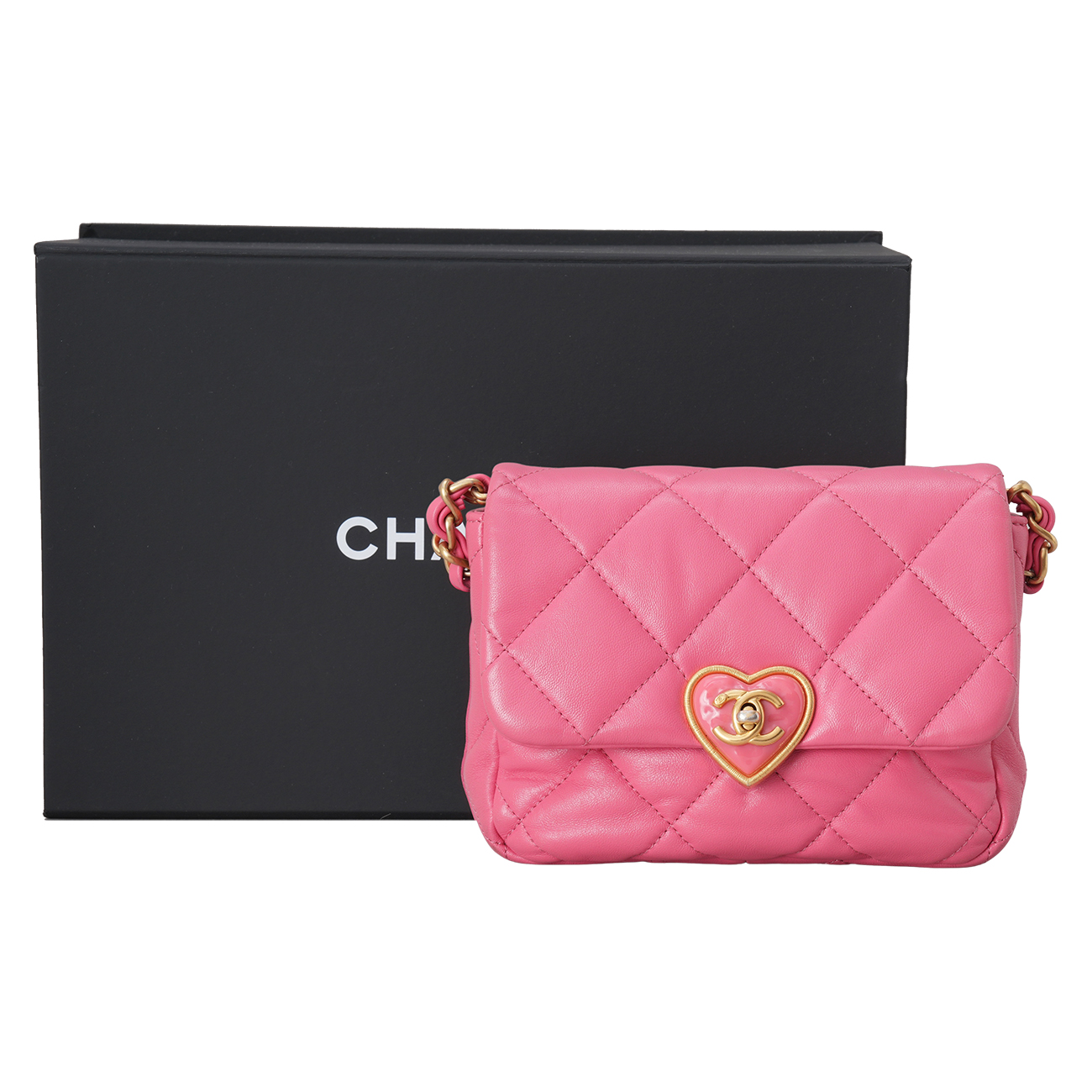 CHANEL(USED)샤넬 AS3979 하트 로고 미니 플랩백