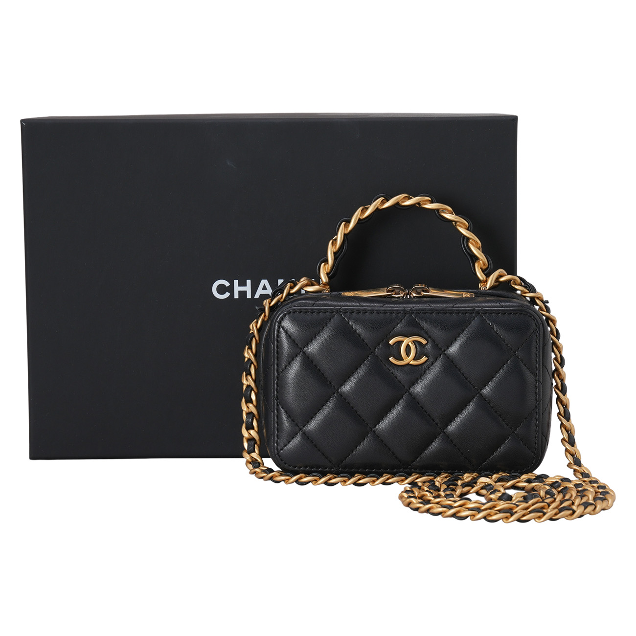 CHANEL(USED)샤넬 시즌 램스킨 베니티 탑핸들백