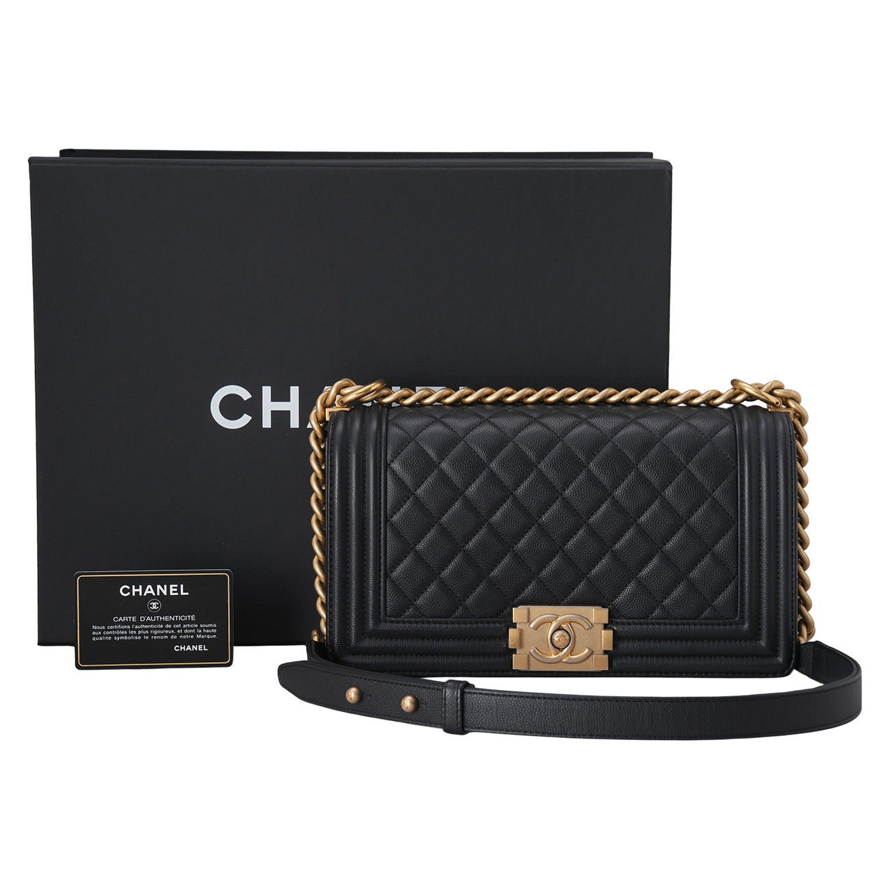 CHANEL(USED)샤넬 캐비어 보이백 미듐