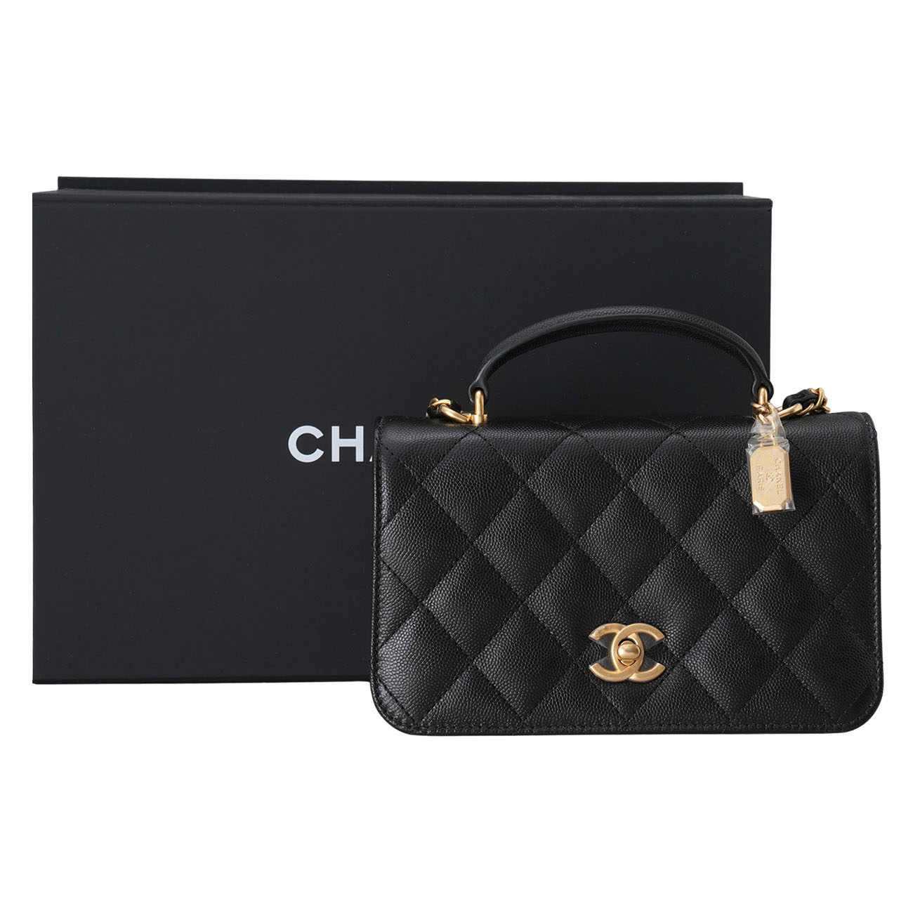 CHANEL(USED)샤넬 시즌 큐빅 탑핸들백