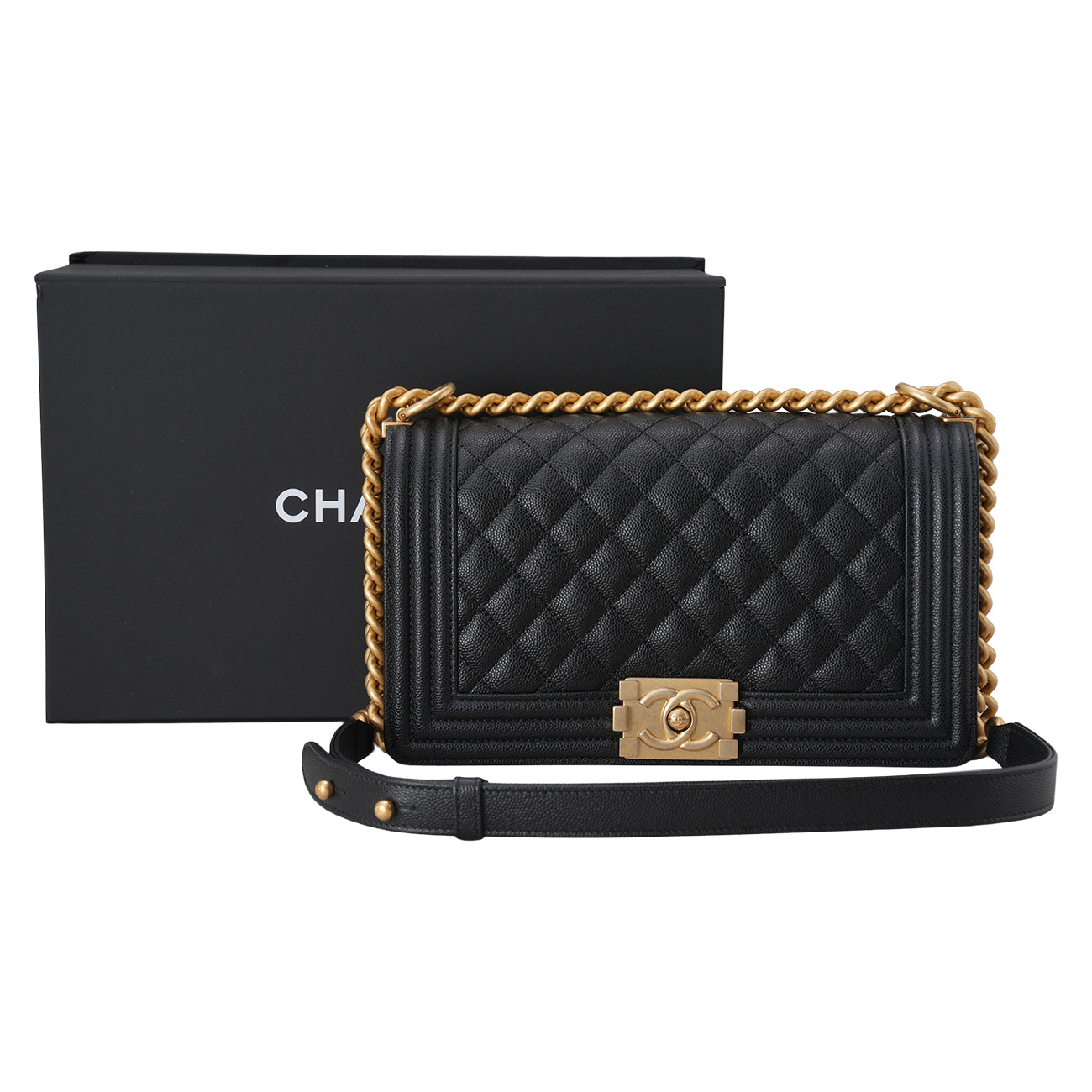 CHANEL(USED)샤넬 캐비어 보이샤넬 미듐