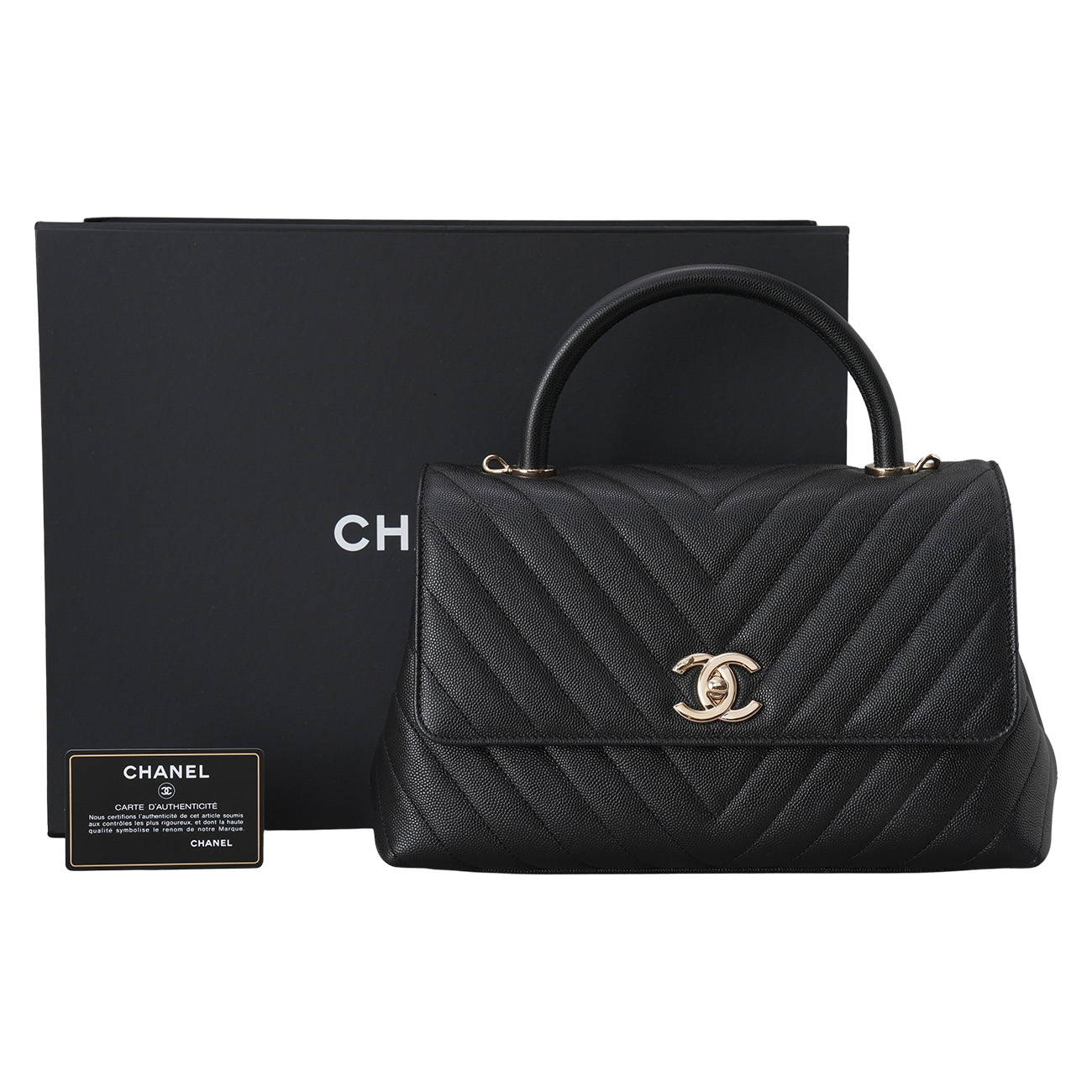 CHANEL(USED)샤넬 캐비어 쉐브론 코코핸들 미듐