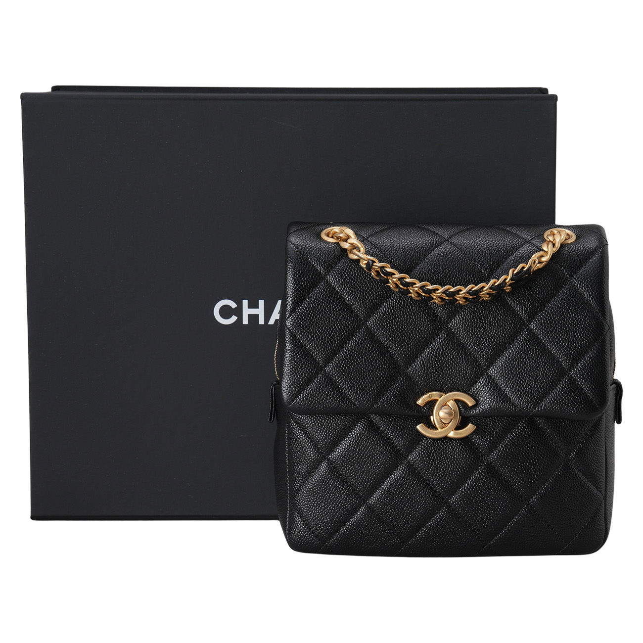 CHANEL(USED)샤넬 시즌 캐비어 스퀘어 백팩