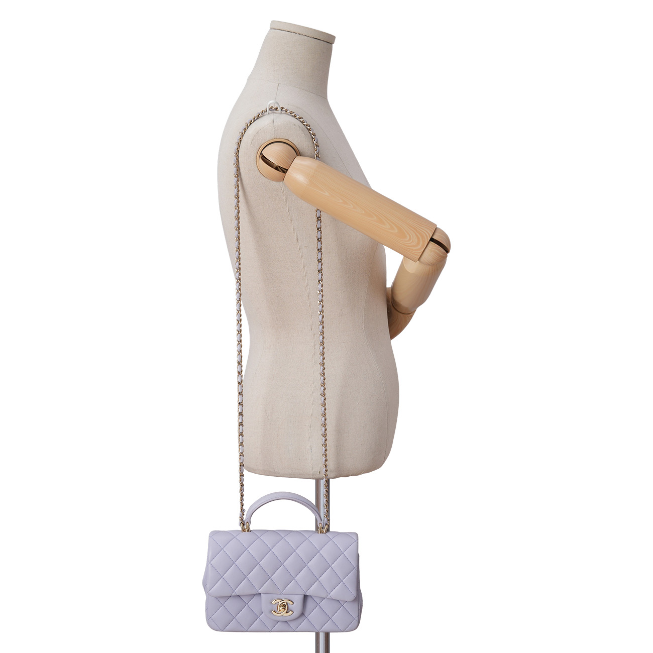 CHANEL(USED)샤넬 램스킨 클래식 뉴미니 탑핸들