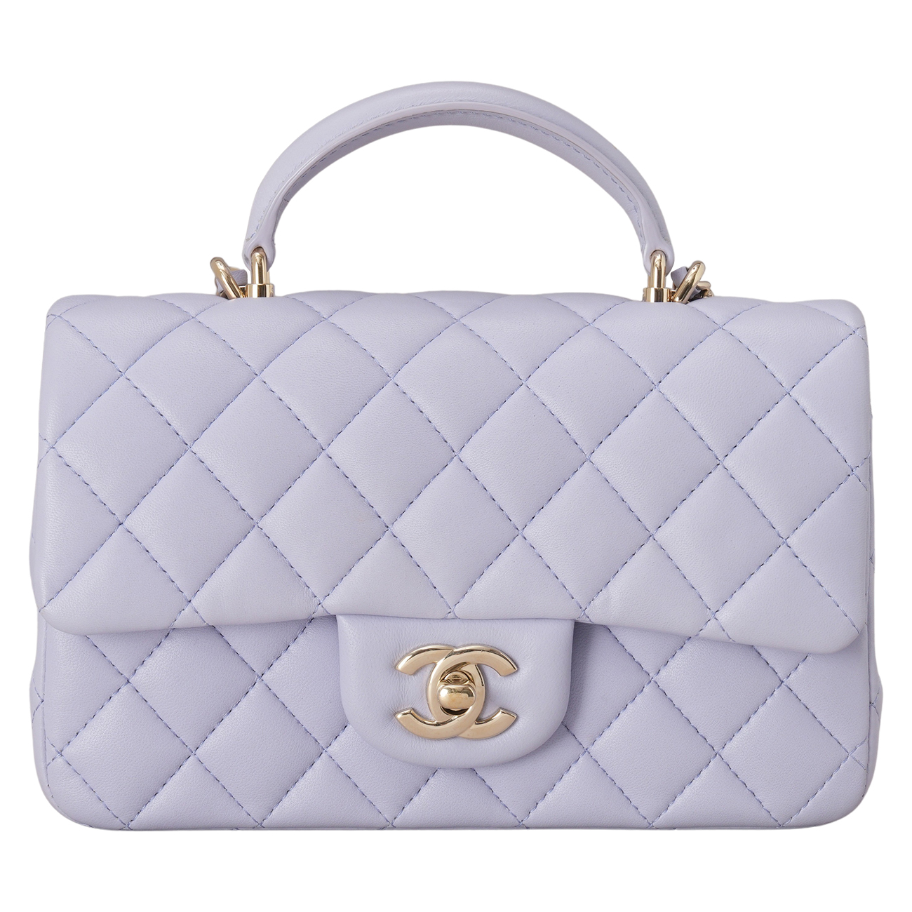 CHANEL(USED)샤넬 램스킨 클래식 뉴미니 탑핸들