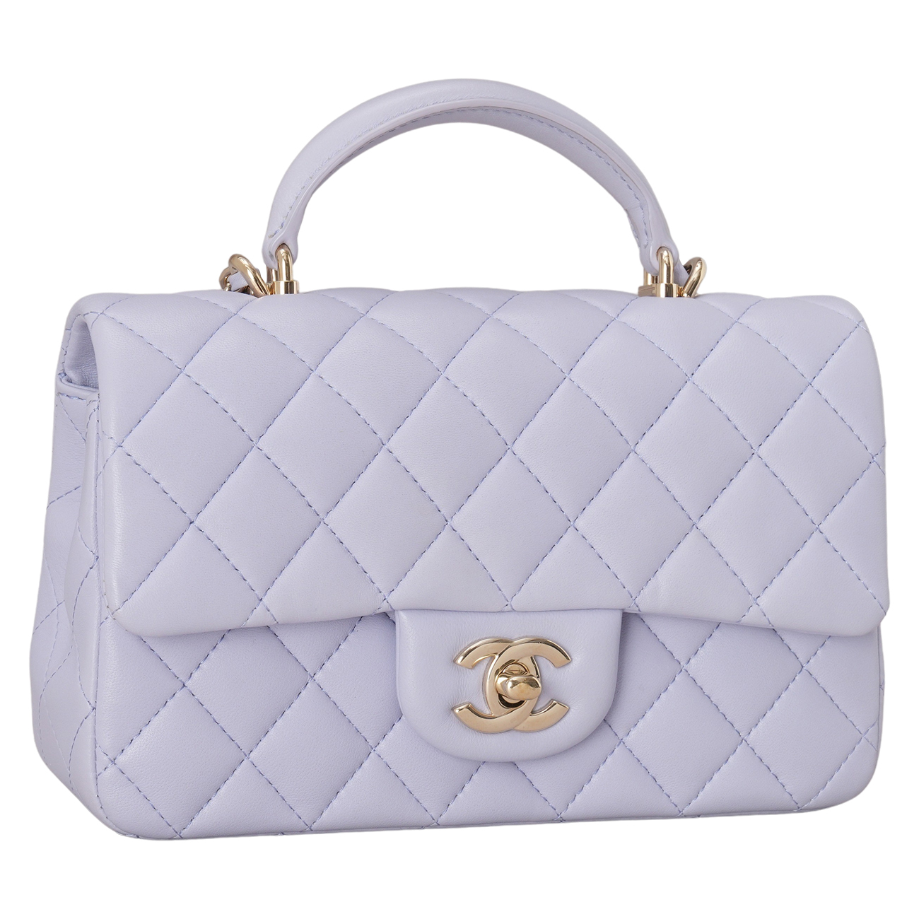 CHANEL(USED)샤넬 램스킨 클래식 뉴미니 탑핸들