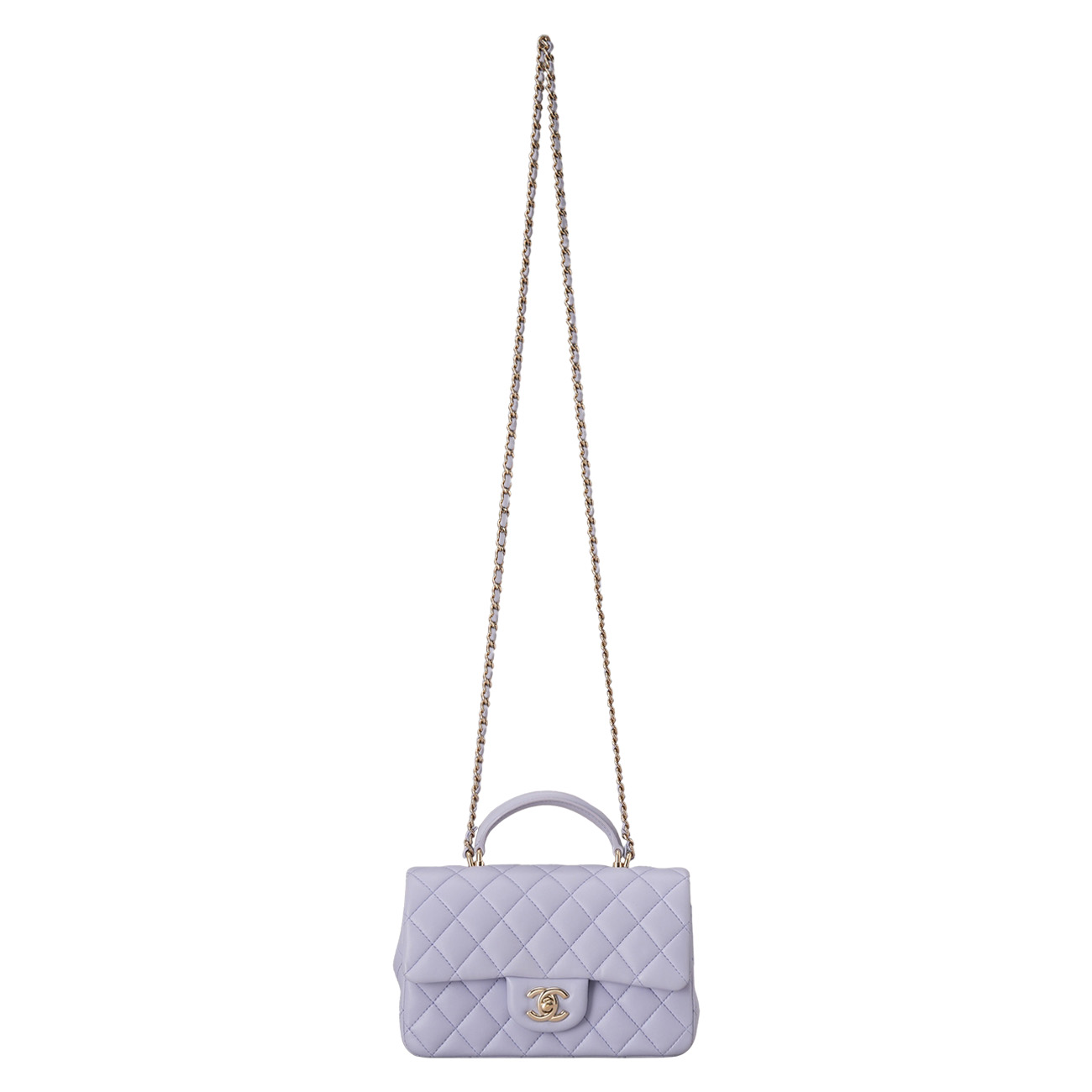 CHANEL(USED)샤넬 램스킨 클래식 뉴미니 탑핸들