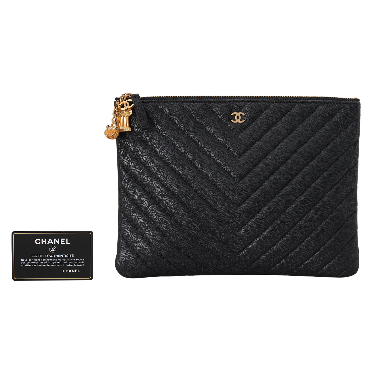 CHANEL(USED)샤넬 캐비어 클래식 쉐브론 클러치