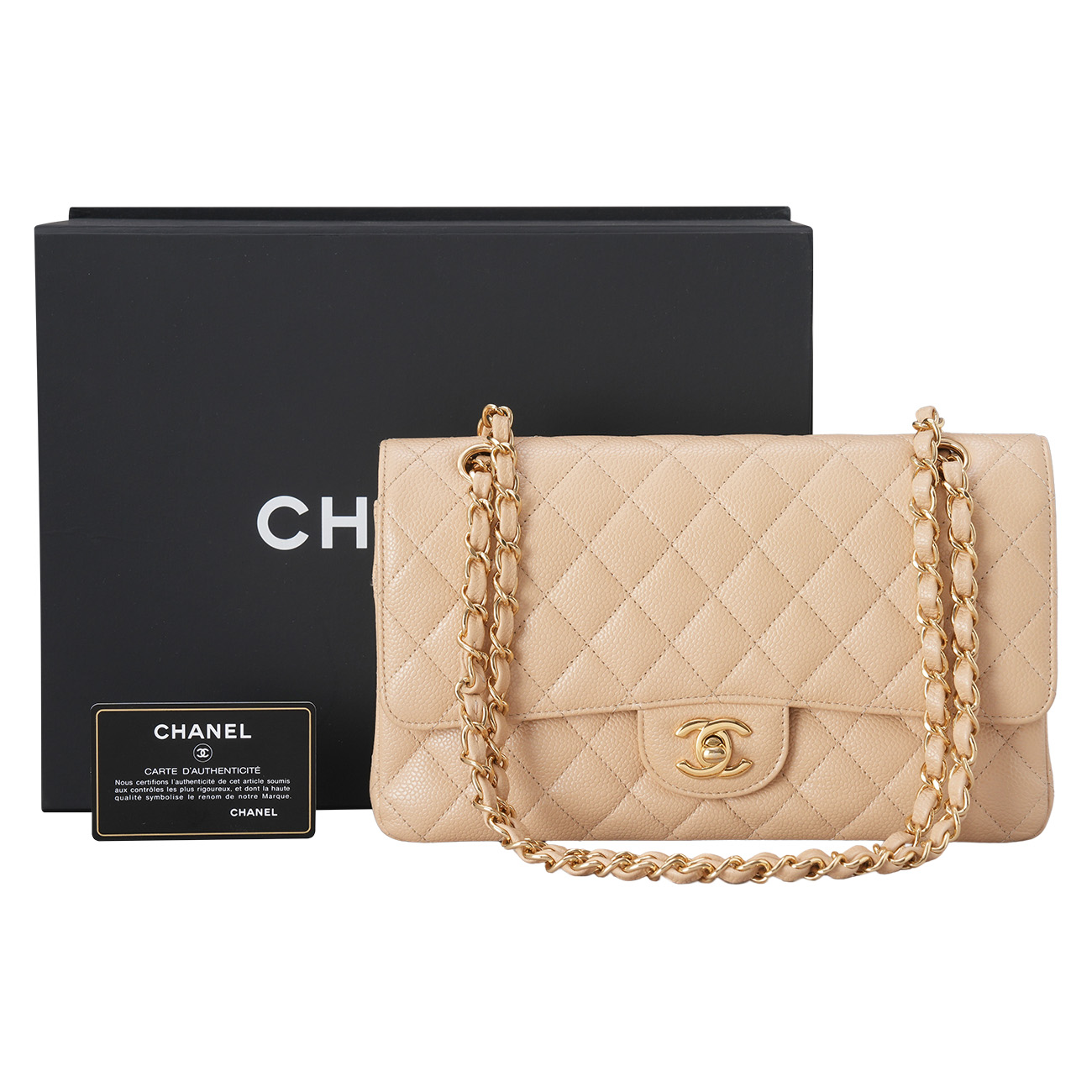 CHANEL(USED)샤넬 베이지 클래식 미디움 백