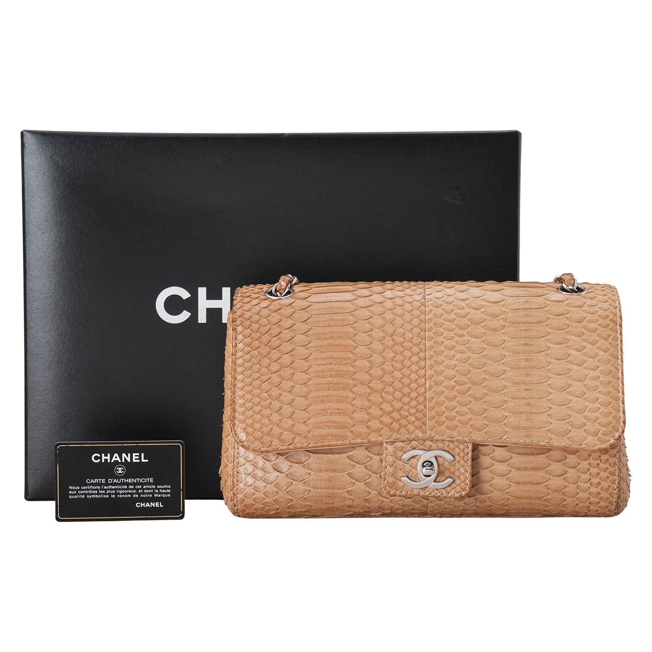 CHANEL(USED)샤넬 시즌 파이톤 클래식 미듐 플랩백