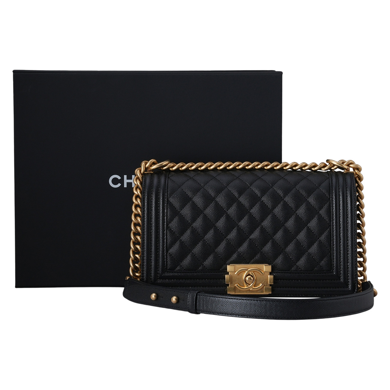 CHANEL(USED)샤넬 캐비어 보이샤넬 미듐