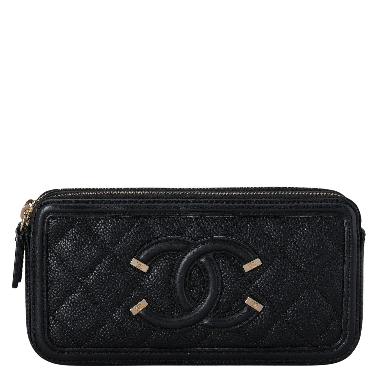 CHANEL(USED)샤넬 캐비어 뷰티코스메틱 더블 지퍼 크로스백
