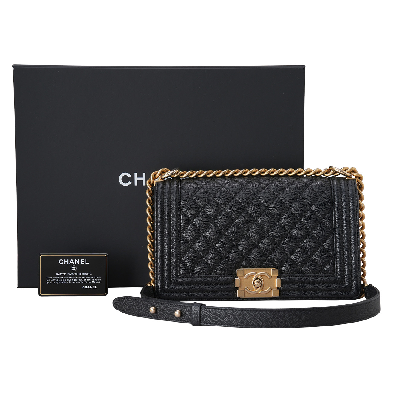 CHANEL(USED)샤넬 캐비어 보이샤넬 미듐 플랩백
