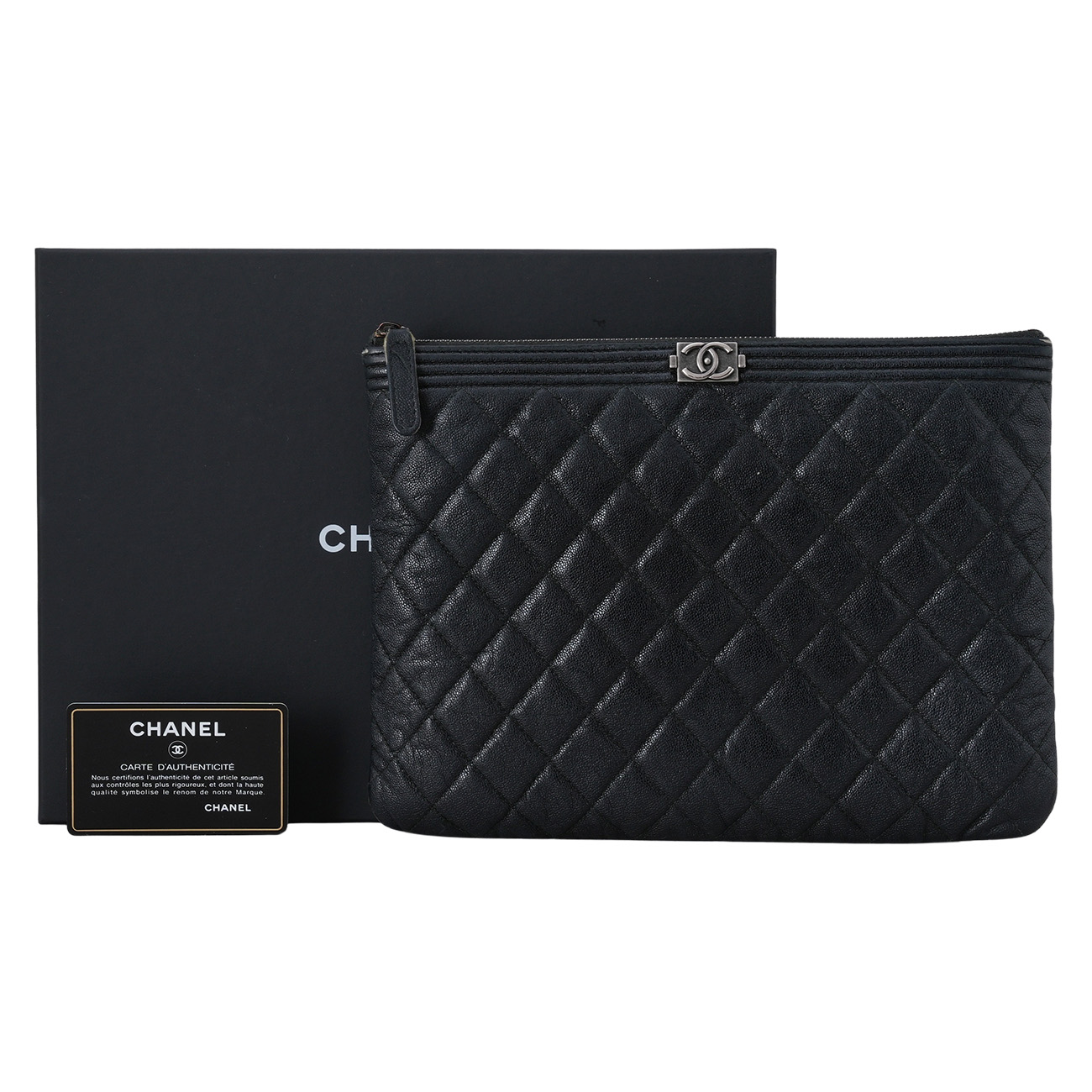 CHANEL(USED)샤넬 캐비어 보이샤넬 뉴미듐 클러치