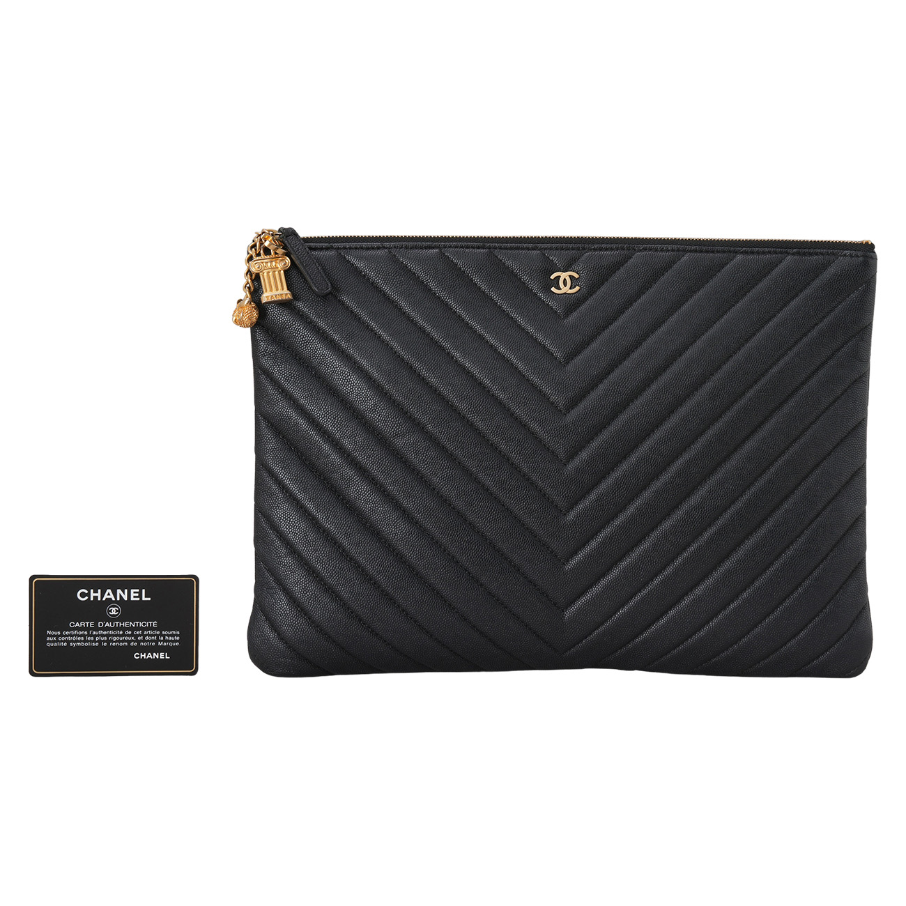 CHANEL(USED)샤넬 시즌 캐미어 쉐브론 클러치 라지