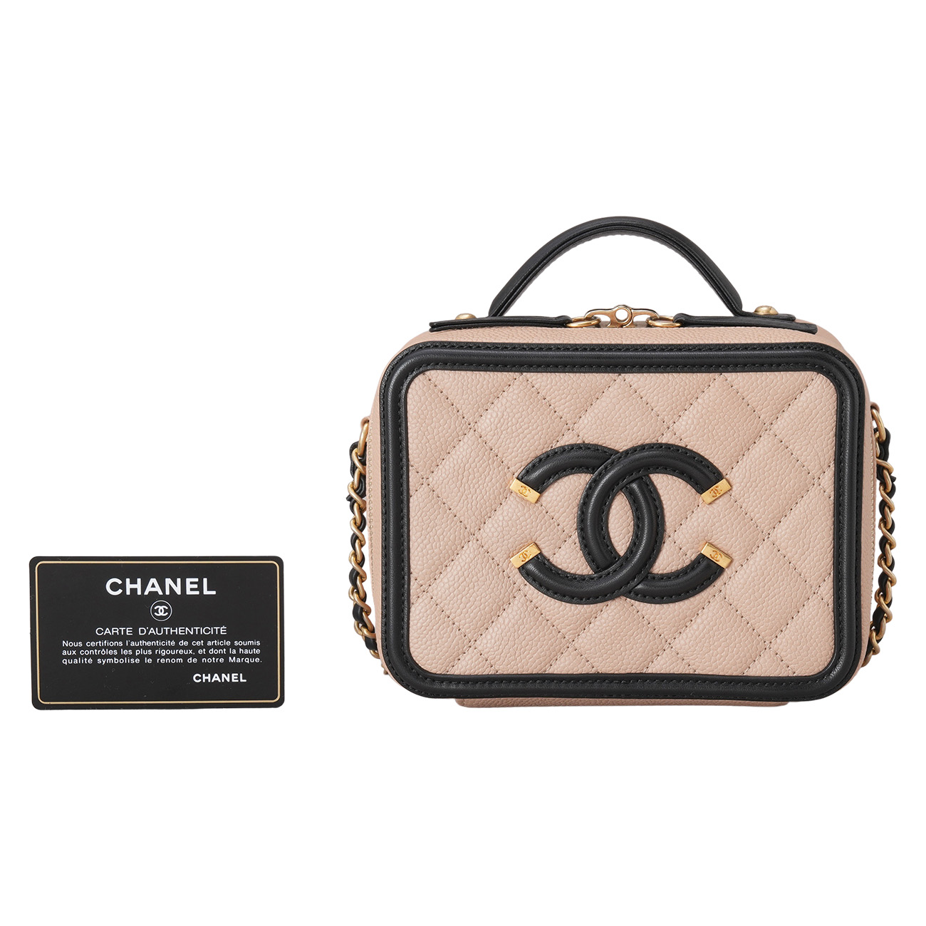 CHANEL(USED)샤넬 캐비어 코스메틱 탑핸들 체인백