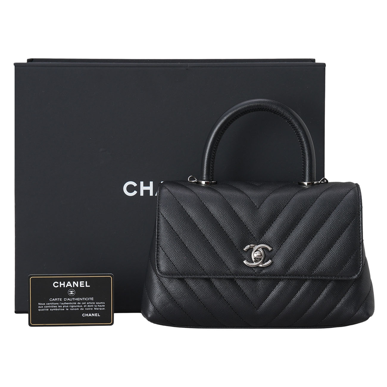 CHANEL(USED)샤넬 캐비어 코코핸들 쉐브론 23