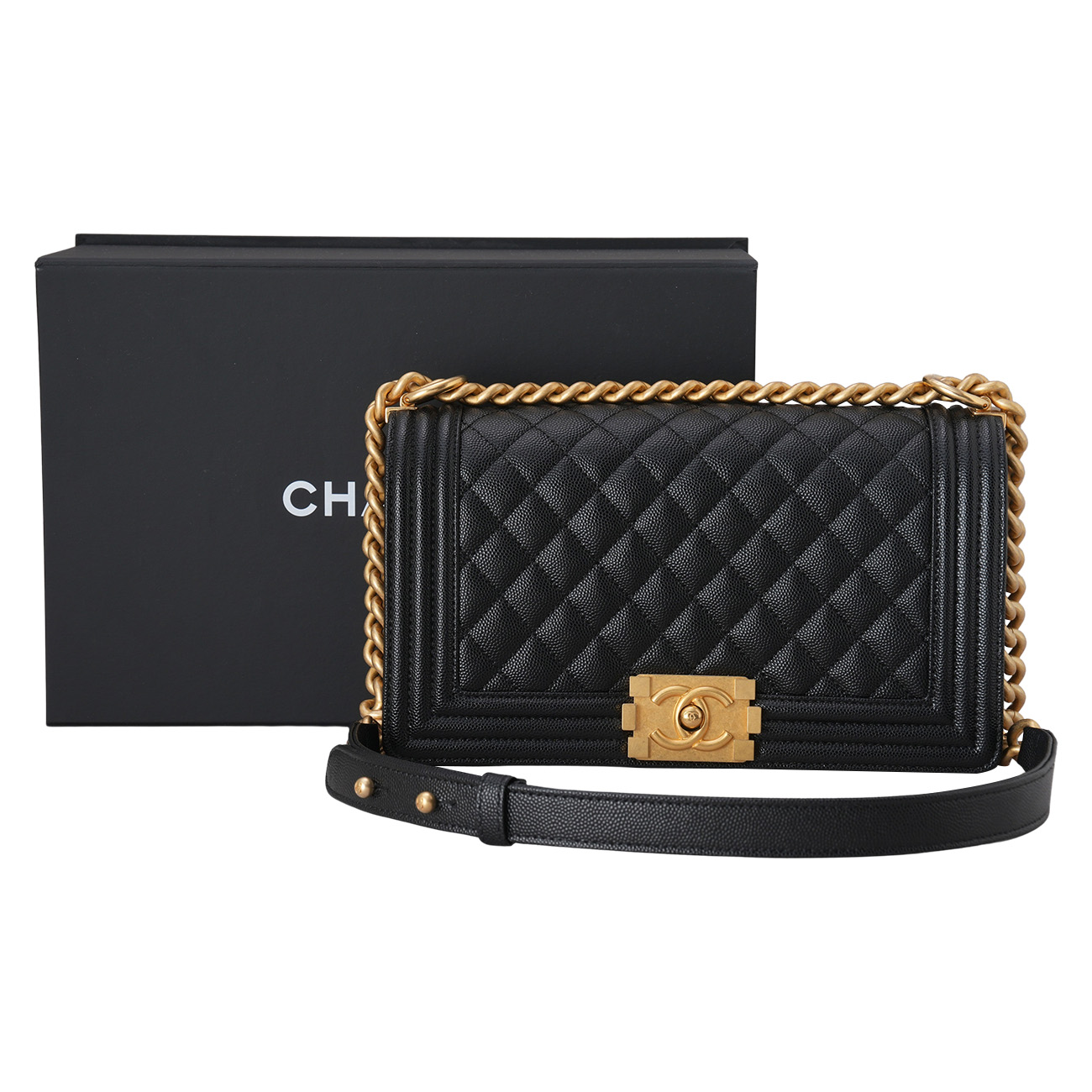 CHANEL(USED)샤넬 캐비어 보이샤넬 미듐 플랩백