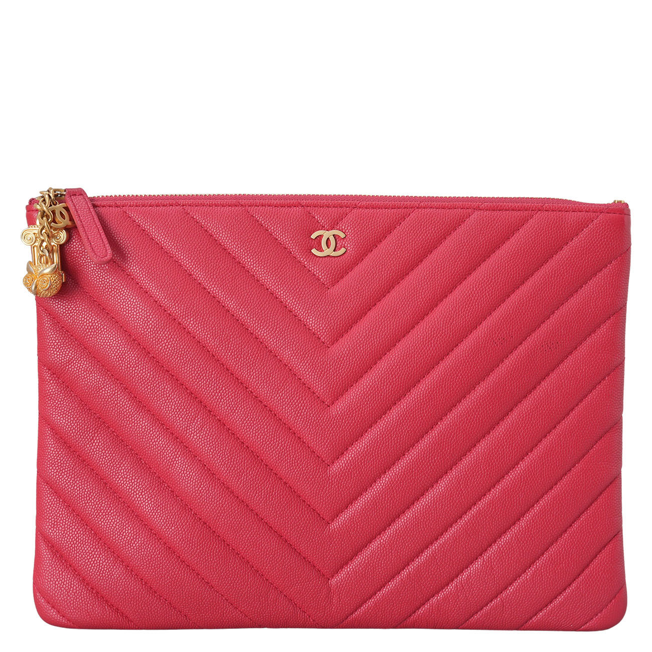 CHANEL(USED)샤넬 시즌 참 쉐브론 클러치 뉴미듐