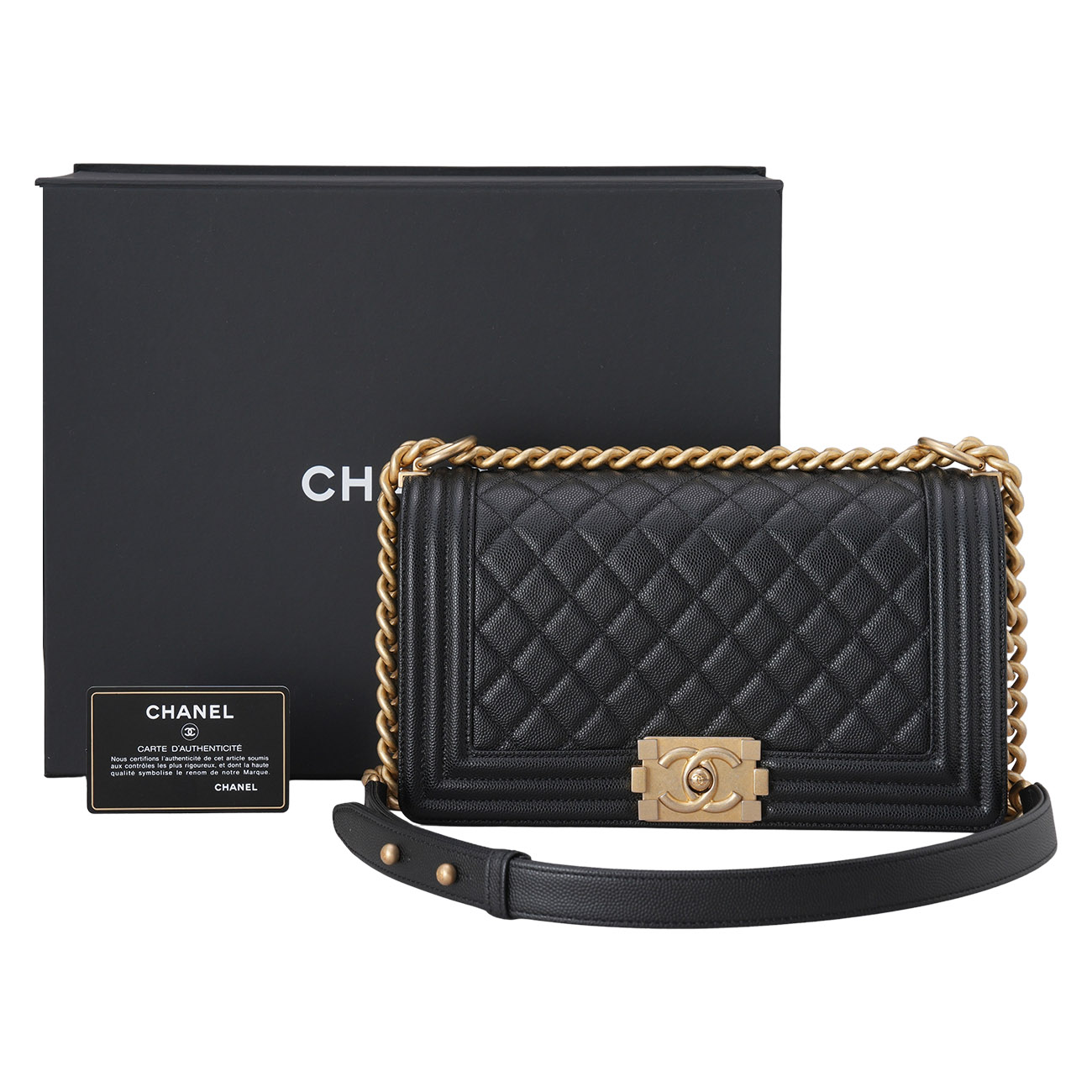 CHANEL(USED)샤넬 캐비어 보이샤넬 미듐 플랩백