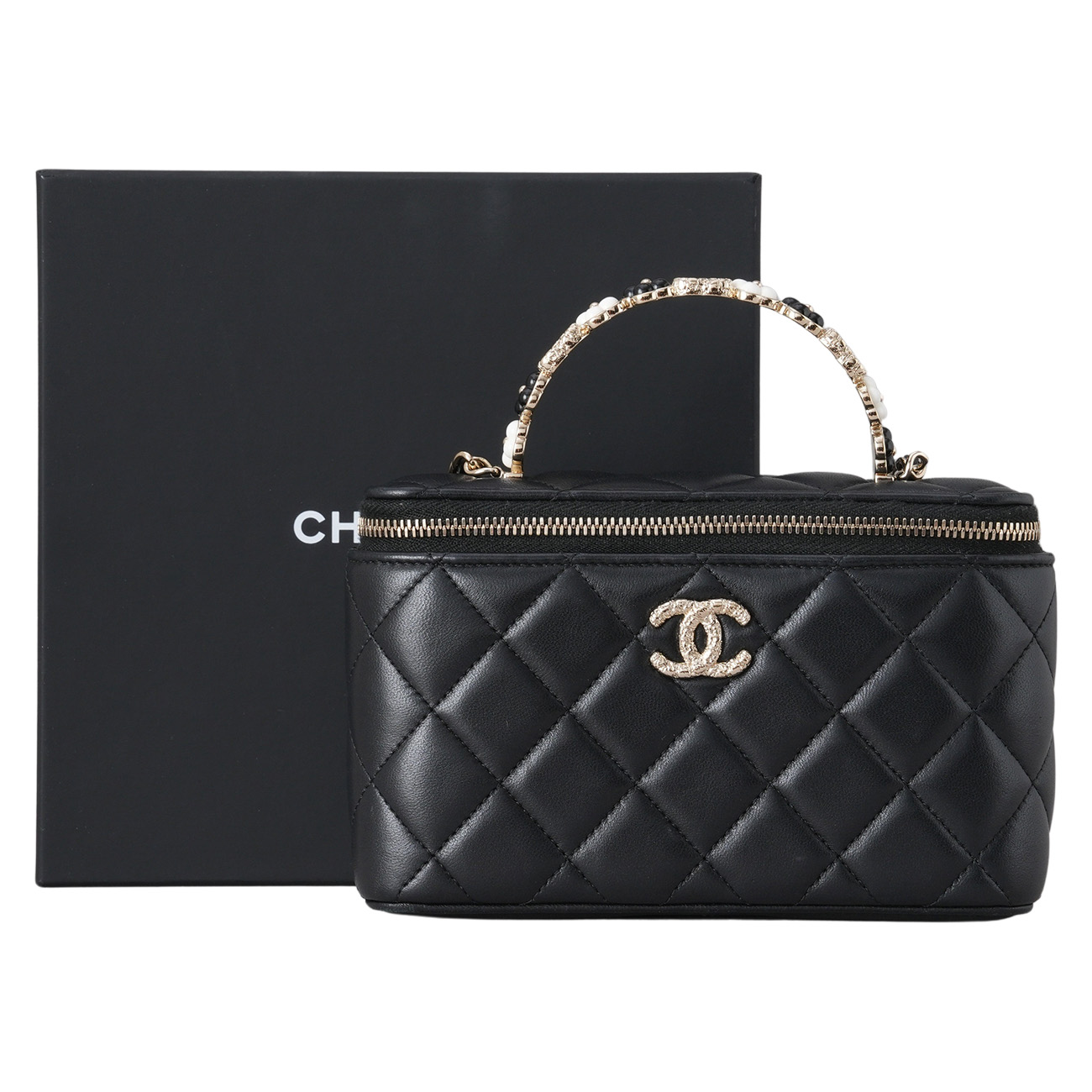 CHANEL(USED)샤넬 AP3576 까멜리아 플라워핸들 베니티 파우치 미니백