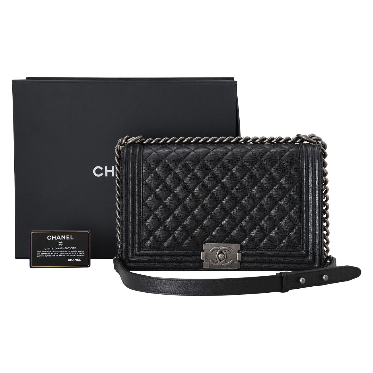 CHANEL(USED)샤넬 캐비어 보이샤넬 뉴미듐