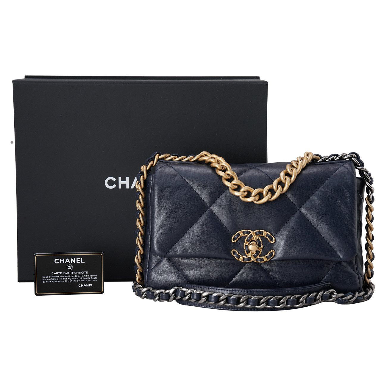 CHANEL(USED)샤넬 19백 미듐 네이비