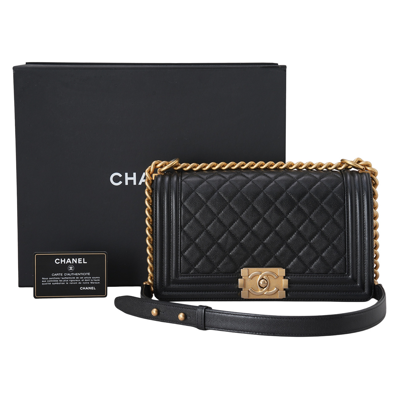 CHANEL(USED)샤넬 캐비어 보이샤넬 미듐 플랩백