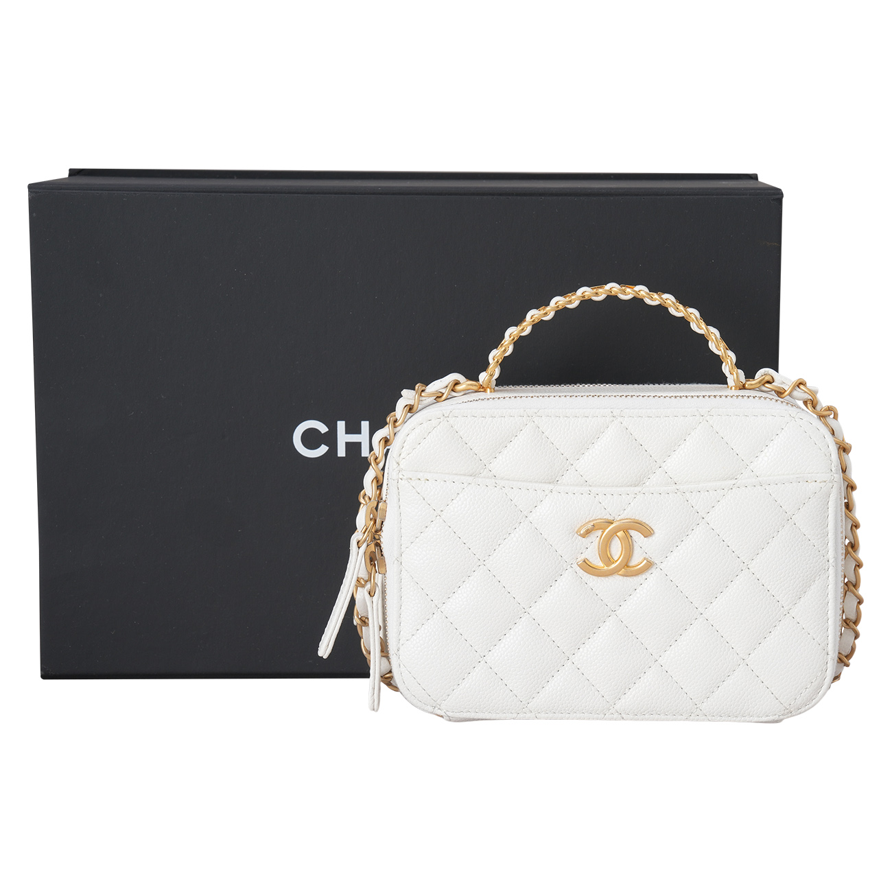 CHANEL(USED)샤넬 시즌 레터링 탑 핸들 코스메틱